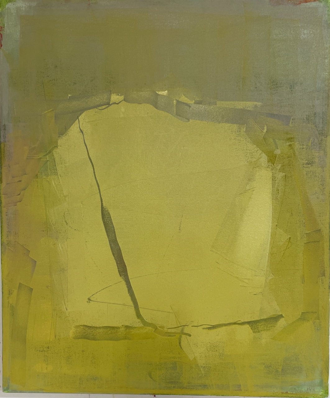 “Kings Yellow” painting, acrylic and oil on canvas, 20” x 24” 