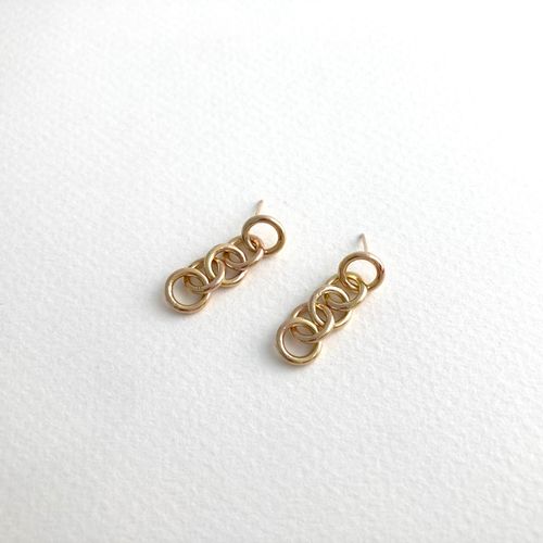 Gold Chain Earrings, 2023. Handmade chain, 14k yellow gold; 1 ¼ inches long