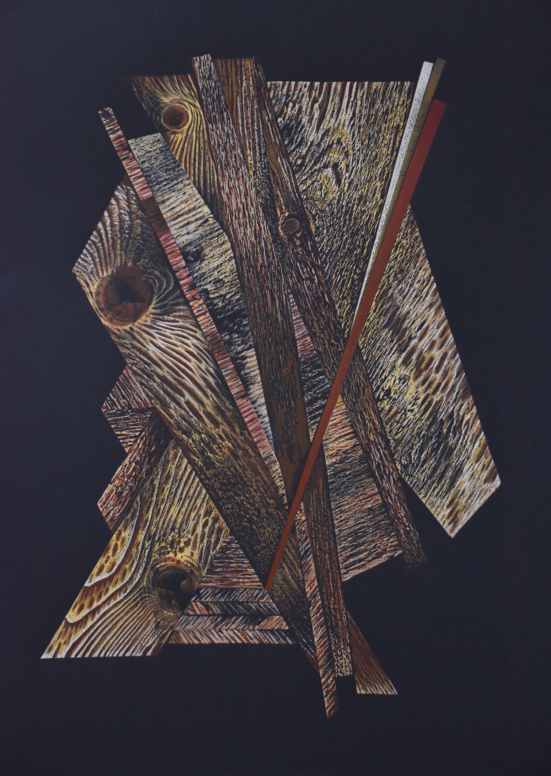 In The Beginning II, 2026, Woodcut Print on paper, 28” H X 20” W