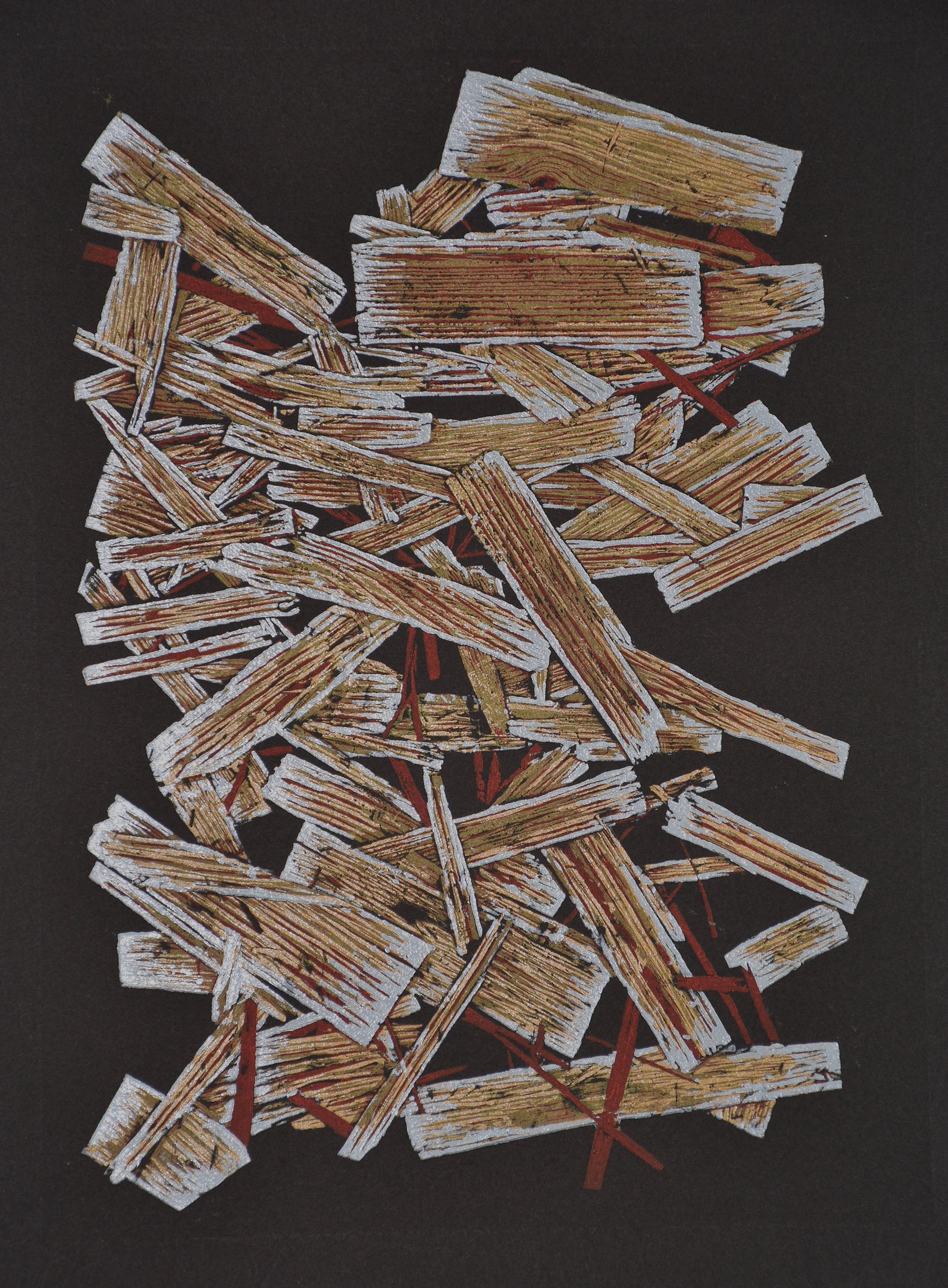 To Be Human Is To Bleed, 2018, Woodcut Print on paper, 15 ½” H X 11 ½” W