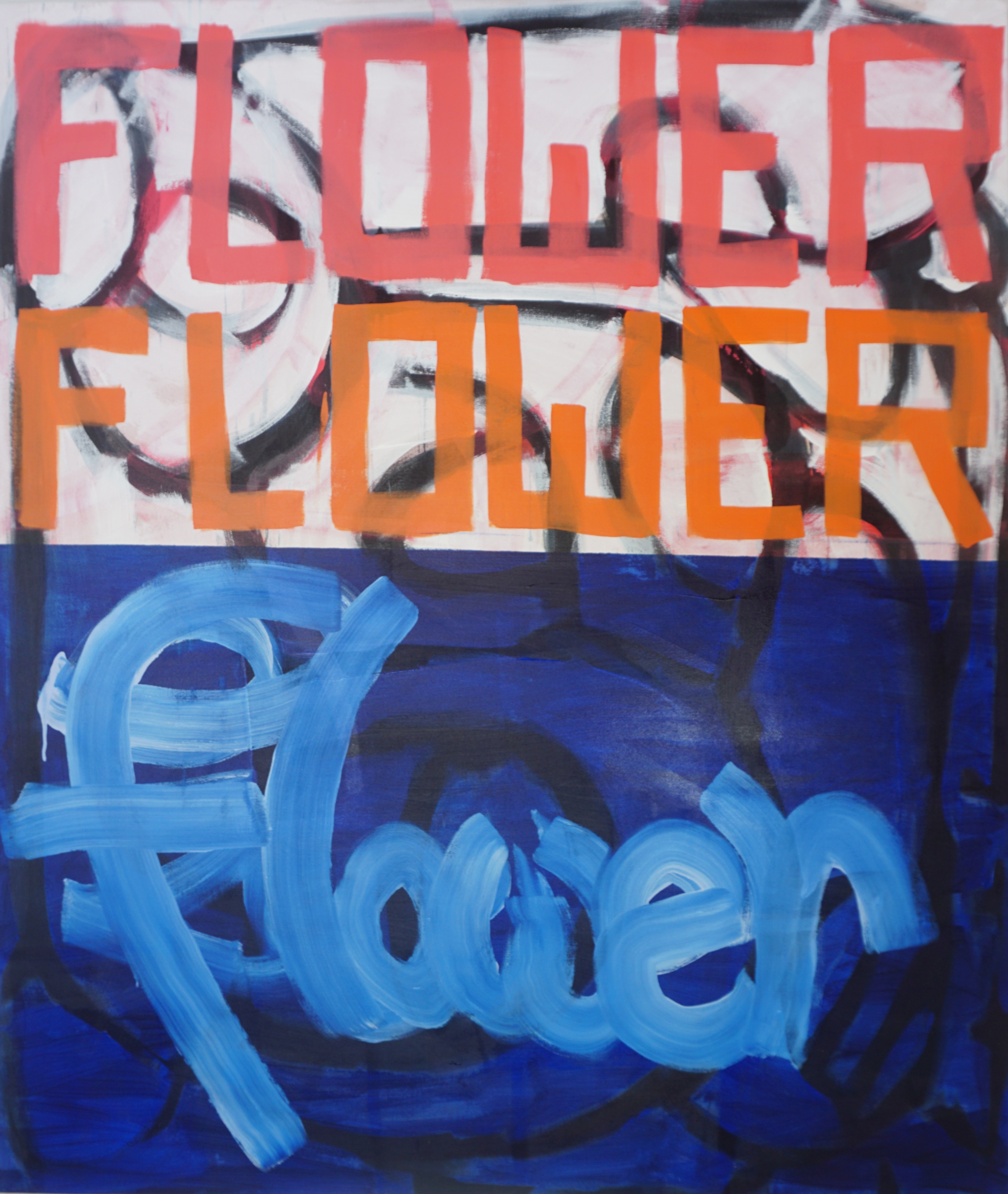 “flower flower flower” 2023, acrylic on canvas, 60 x 75 inches