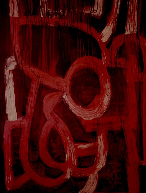 “untitled-red” 2025, acrylic on canvas, 48 x 60 inches