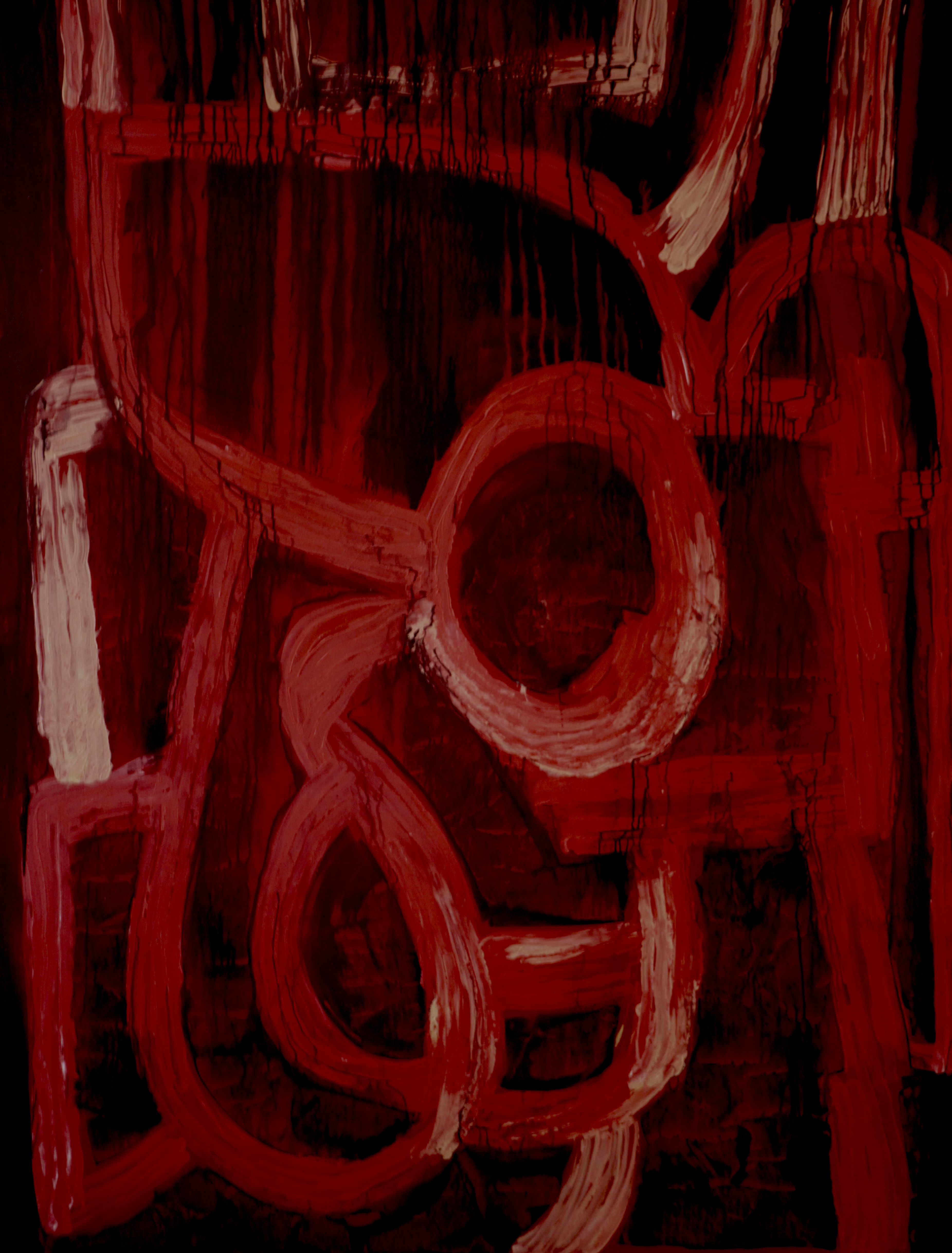 “untitled-red” 2025, acrylic on canvas, 48 x 60 inches
