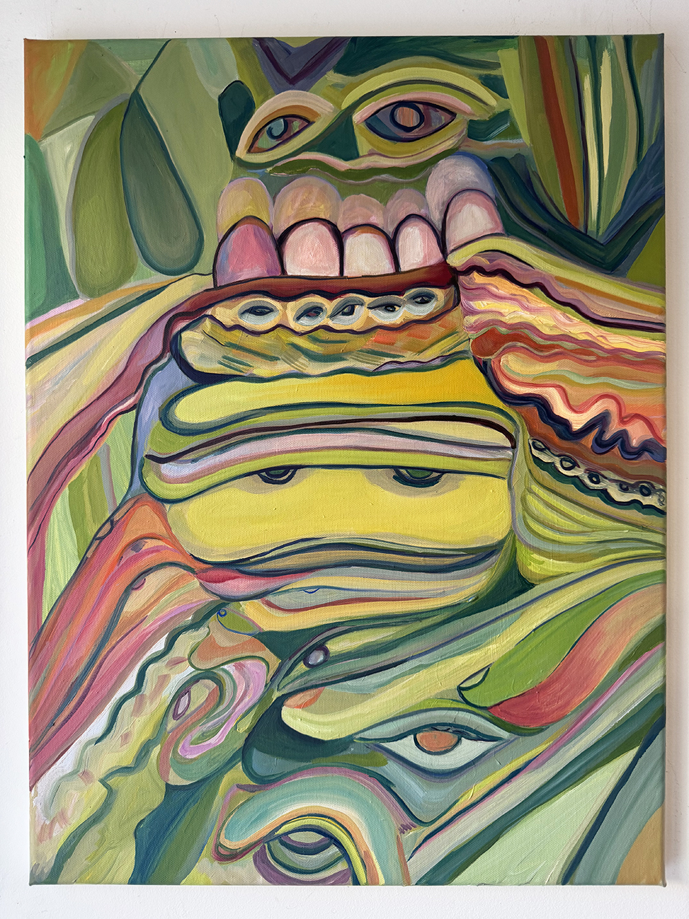 "Supposed Places For Senses" 2025, Oil on canvas, 18” x 24” 