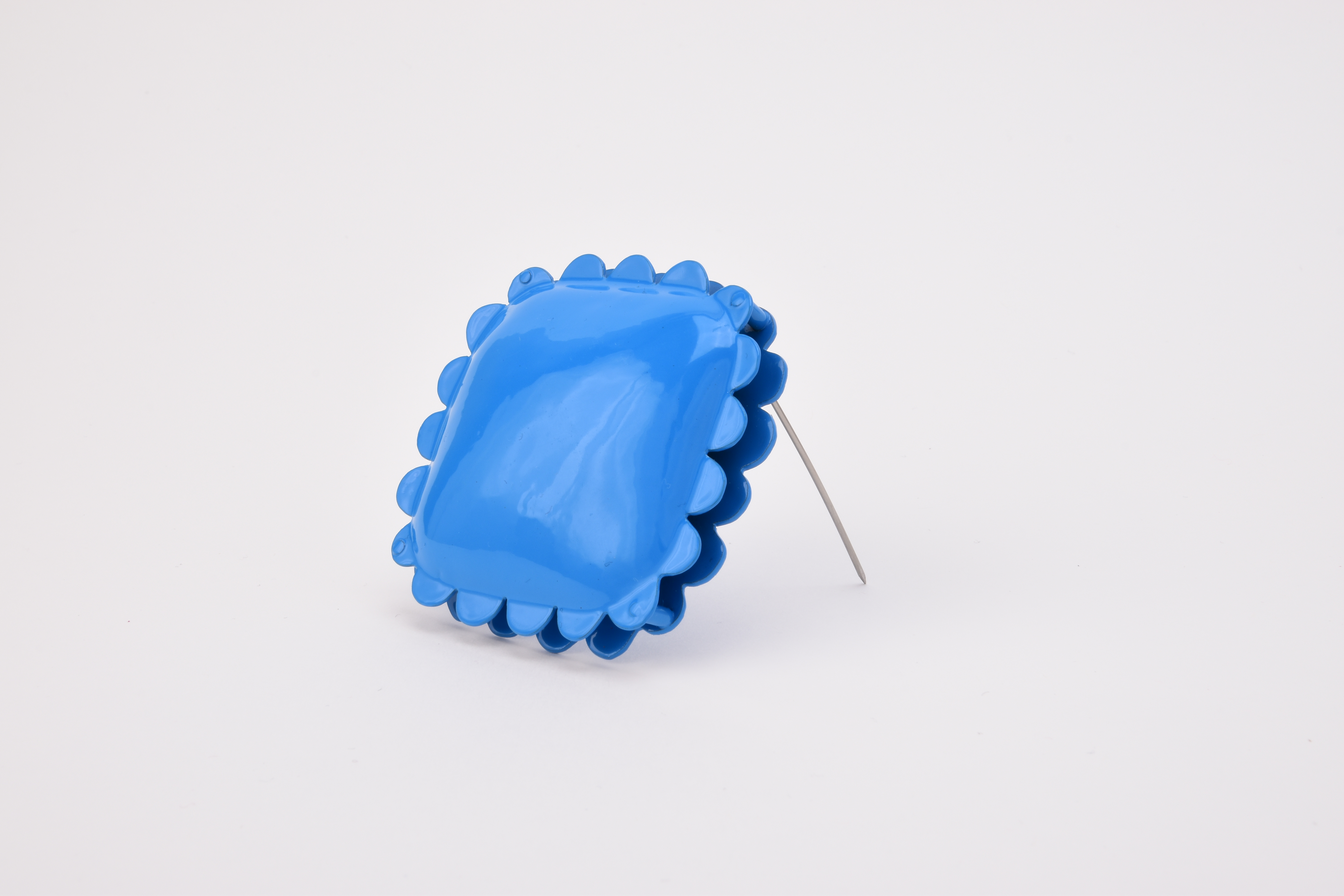 Blue Ravioli - 2019 - Brooch - copper, brass, powder coat, stainless steel - L: 2.35 inches W: 2.35 inches H: 0.50 inches