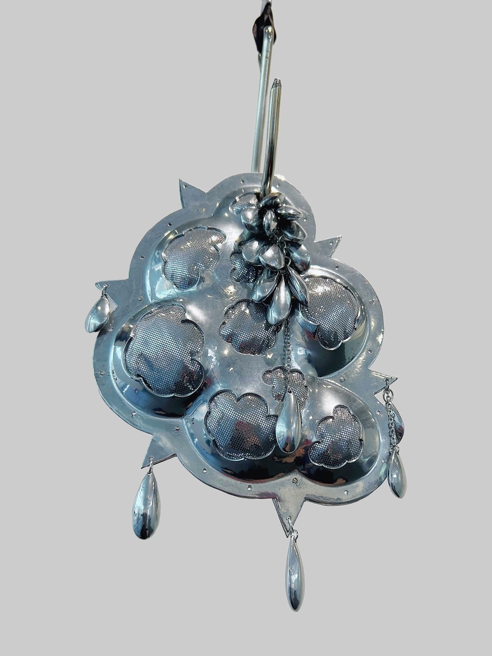 Catch of the Day - 2025 - Wall Sculpture - copper, brass, powder coat, sterling silver, cotton, lame, L: 7 inches W: 5 inches H: 2 inches