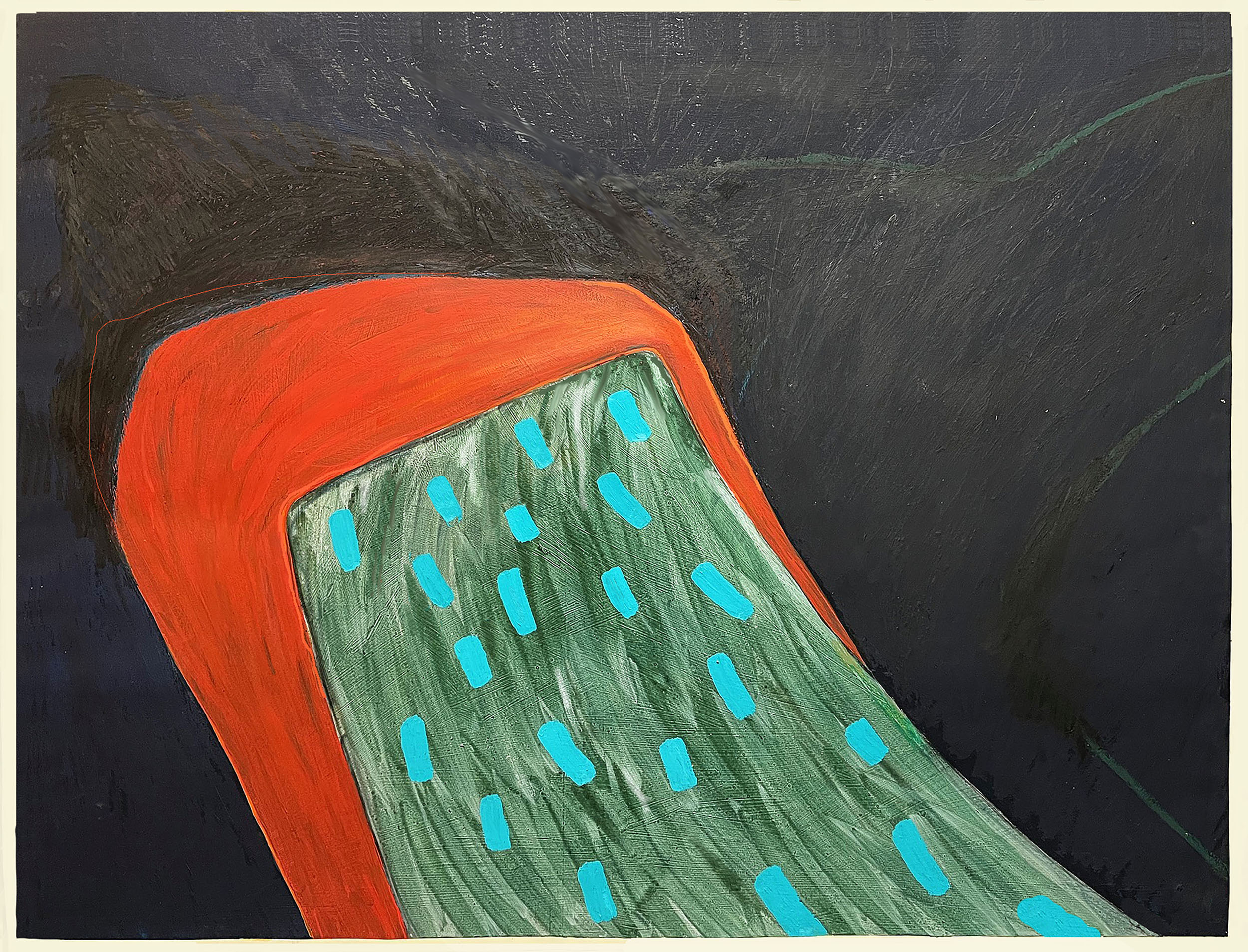 "Tsunami" 2026, painting, acrylic on paper, 38" x 50"