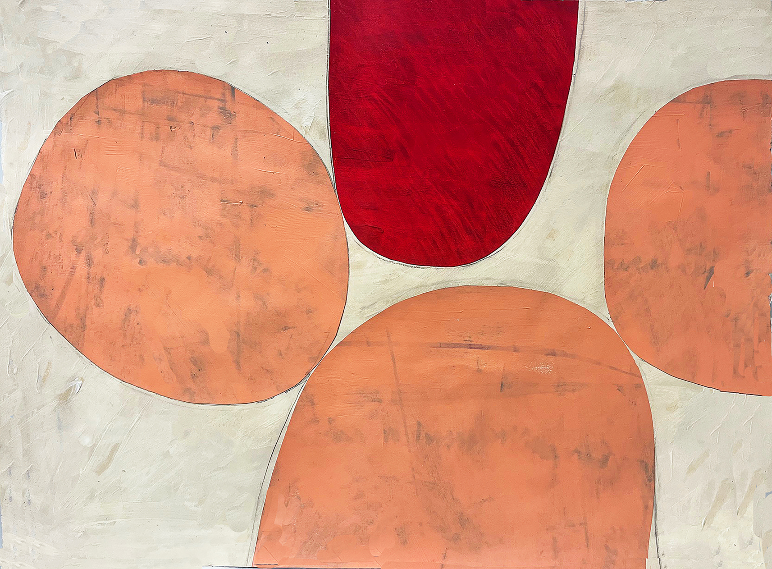 6, "Hybrid 11 Peach Ears" 2026, mixed media, acrylic and collage on paper, 18" x 24"