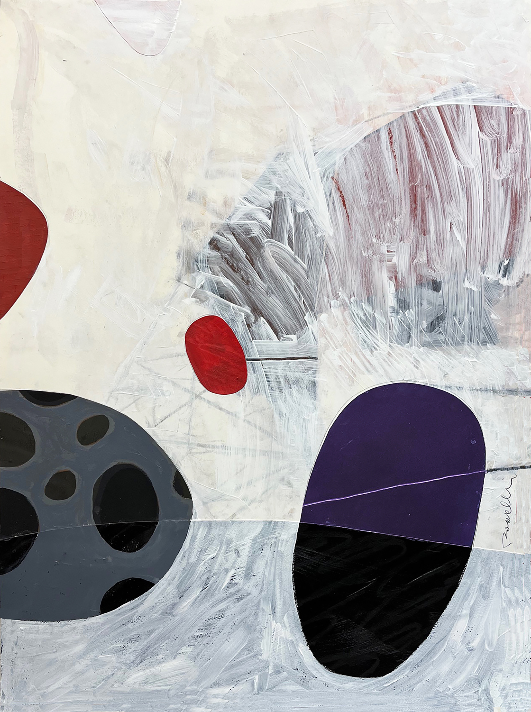 "Hybrid 39 Painterly" 2026, mixed media, acrylic and collage on paper, 30" x 22"
