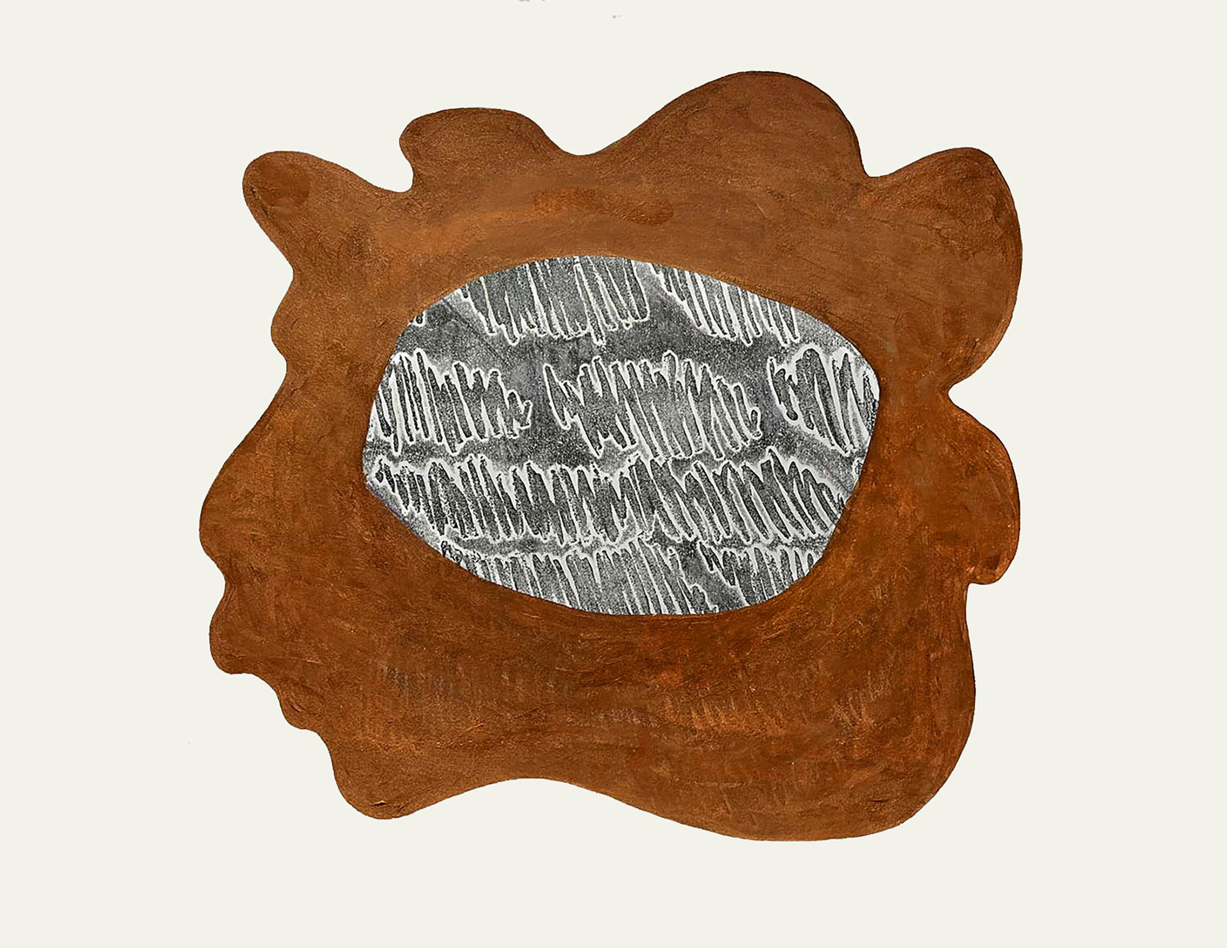 "Hybrid 55 BRONZE grey" 2026, mixed media, acrylic on print on paper, 18" x 24"