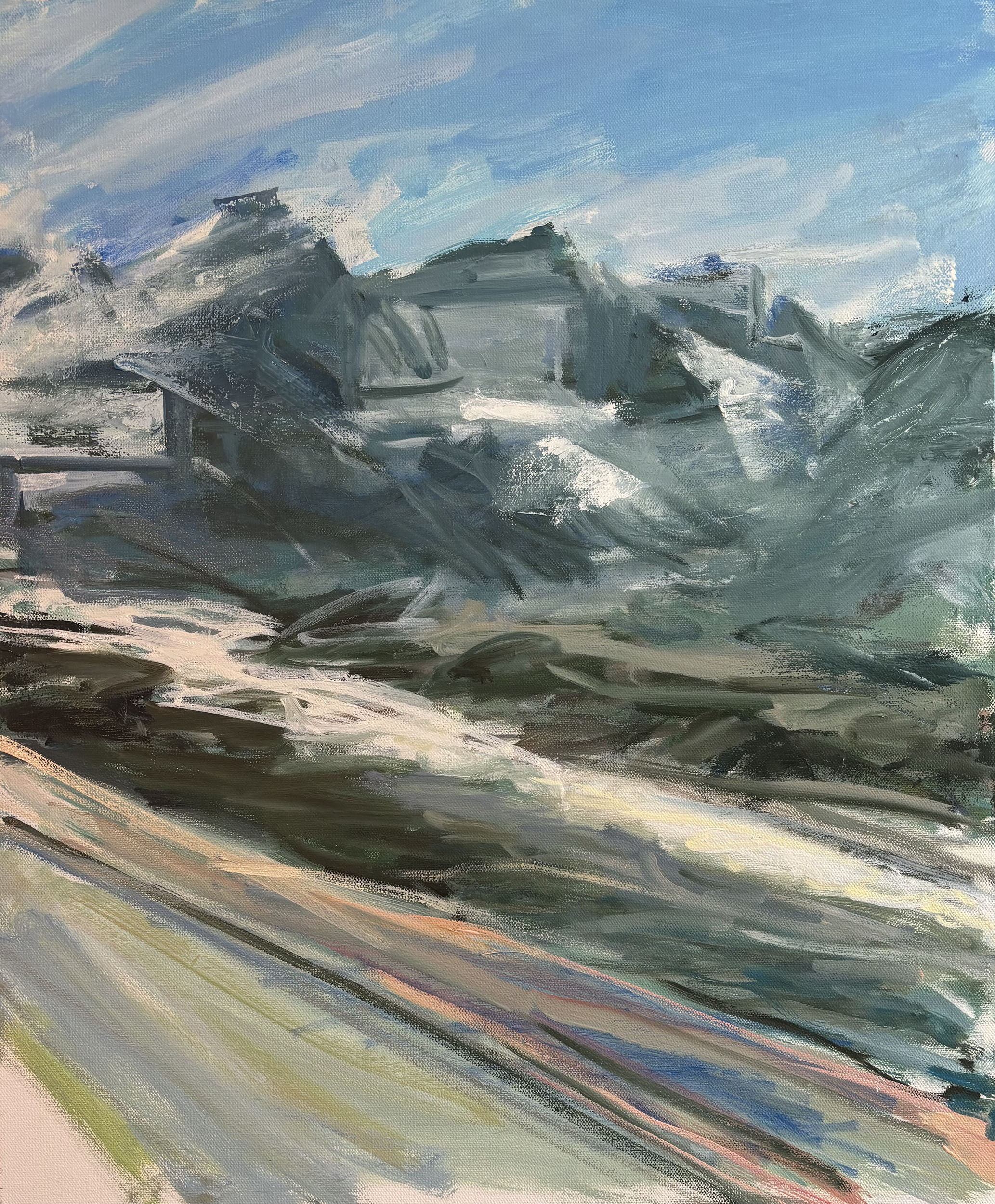 "Reflections from the Train to the Columbia Icefields" Oil On Canvas, 30 x 24 in