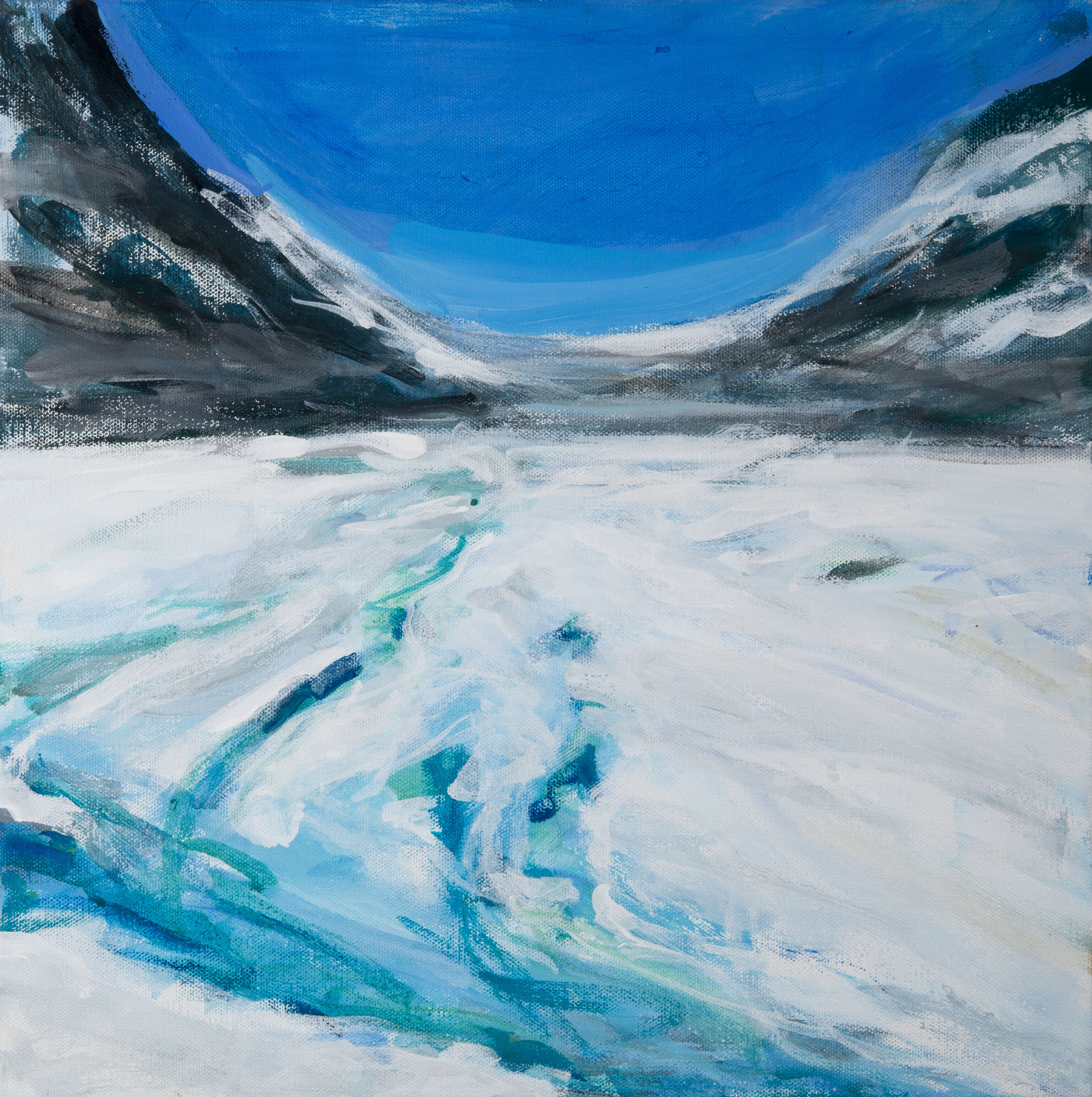 "Columbia Ice Fields" Oil On Canvas, 16 x 16 in