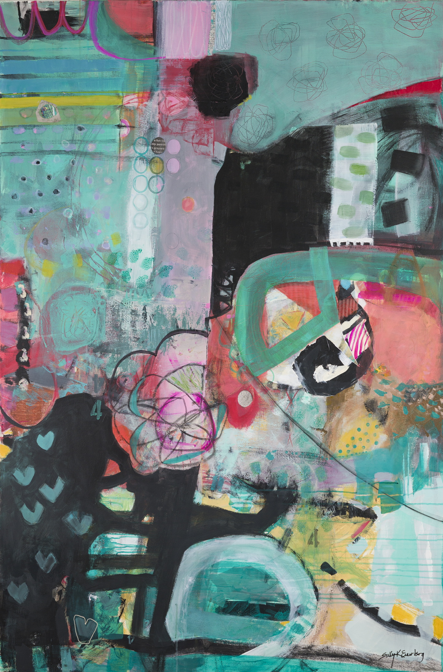 Be Curious, 2026, mixed media on canvas, 72” x 48”