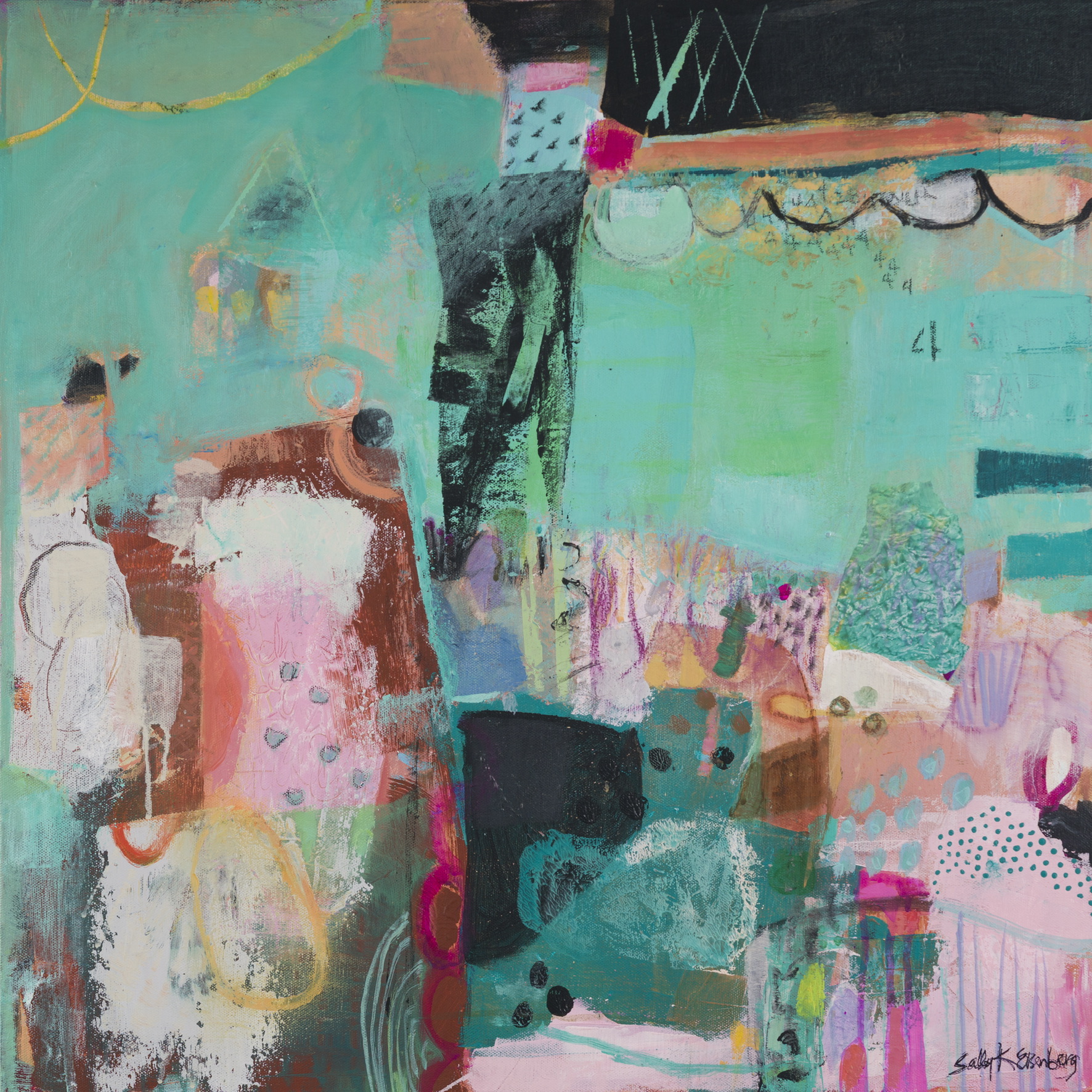 Connections, 2026, mixed media on canvas, 24” x 24”