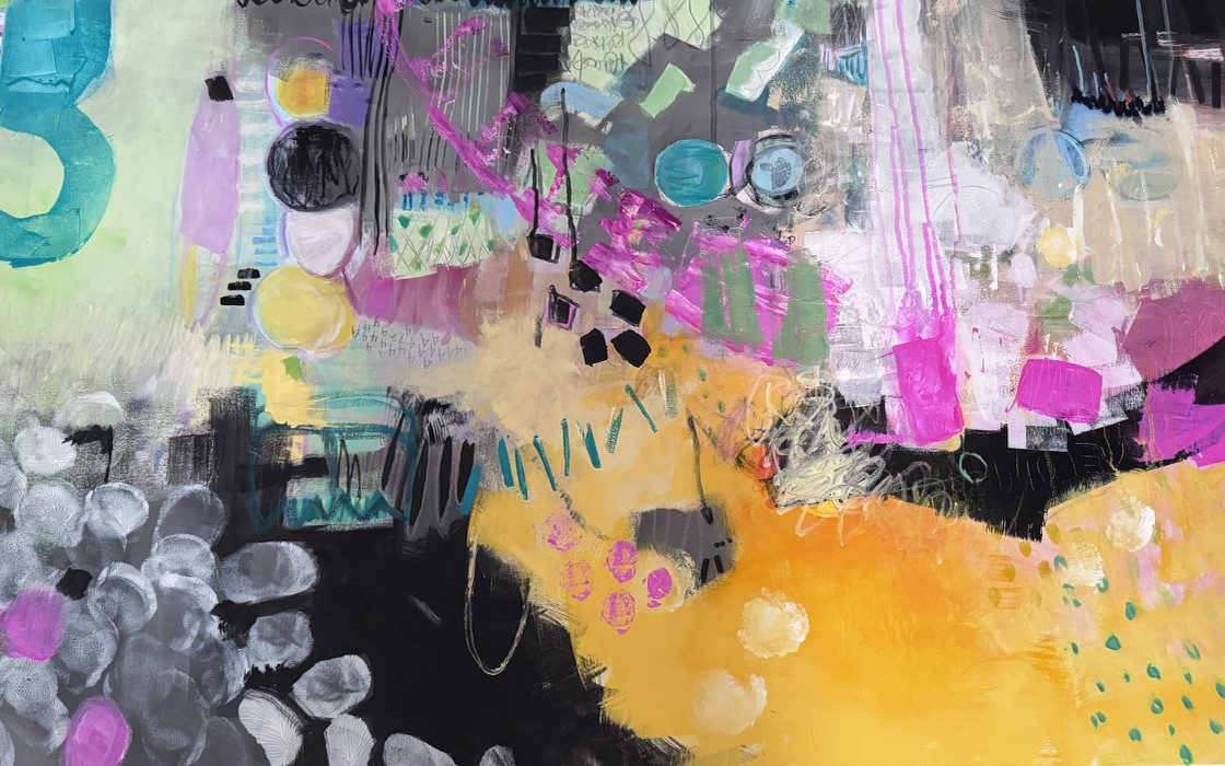 Follow the Sun, 2025, painting, acrylic on canvas, 36” x 60”