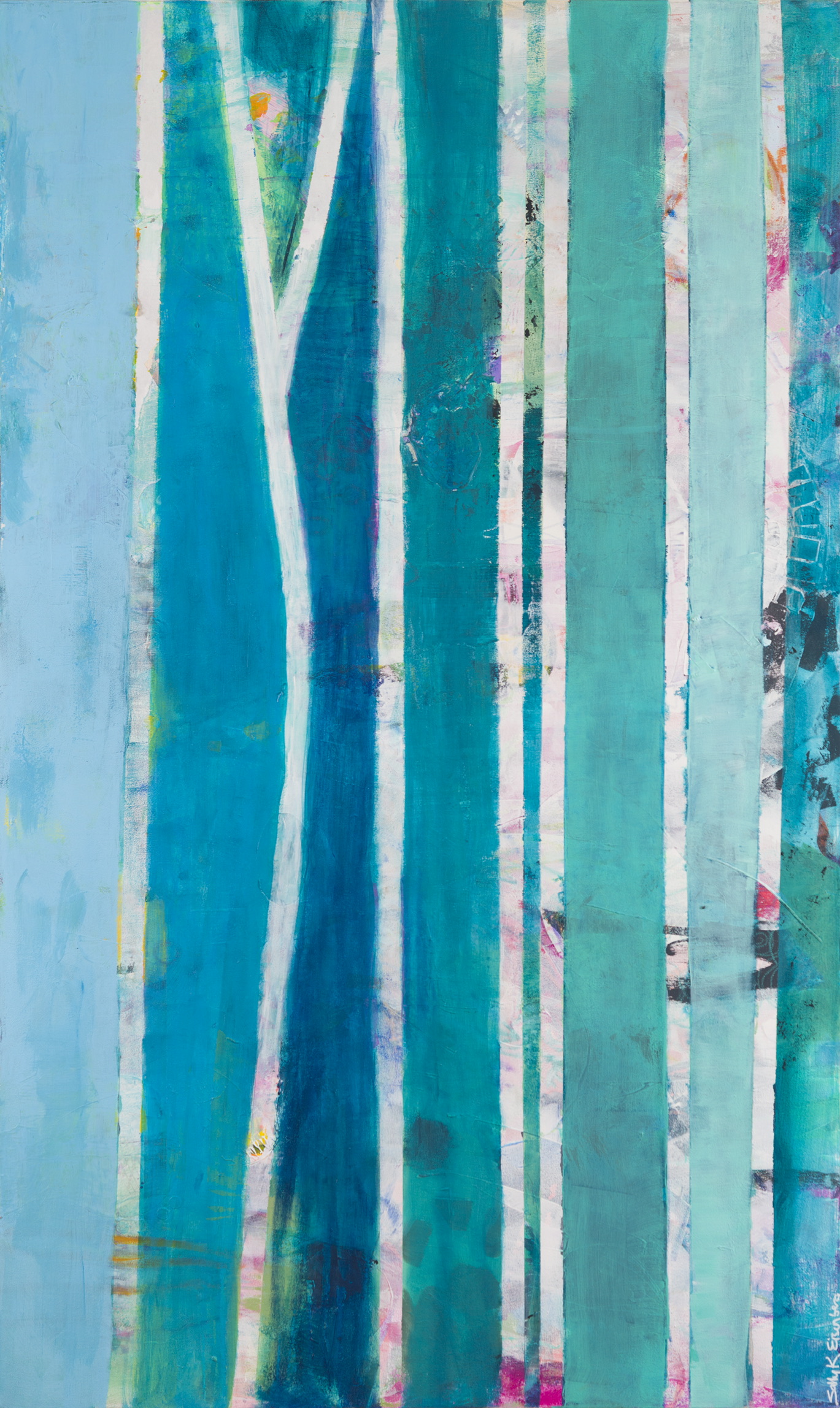 Into the Woods, 2026, mixed media on canvas, 60” x 36”