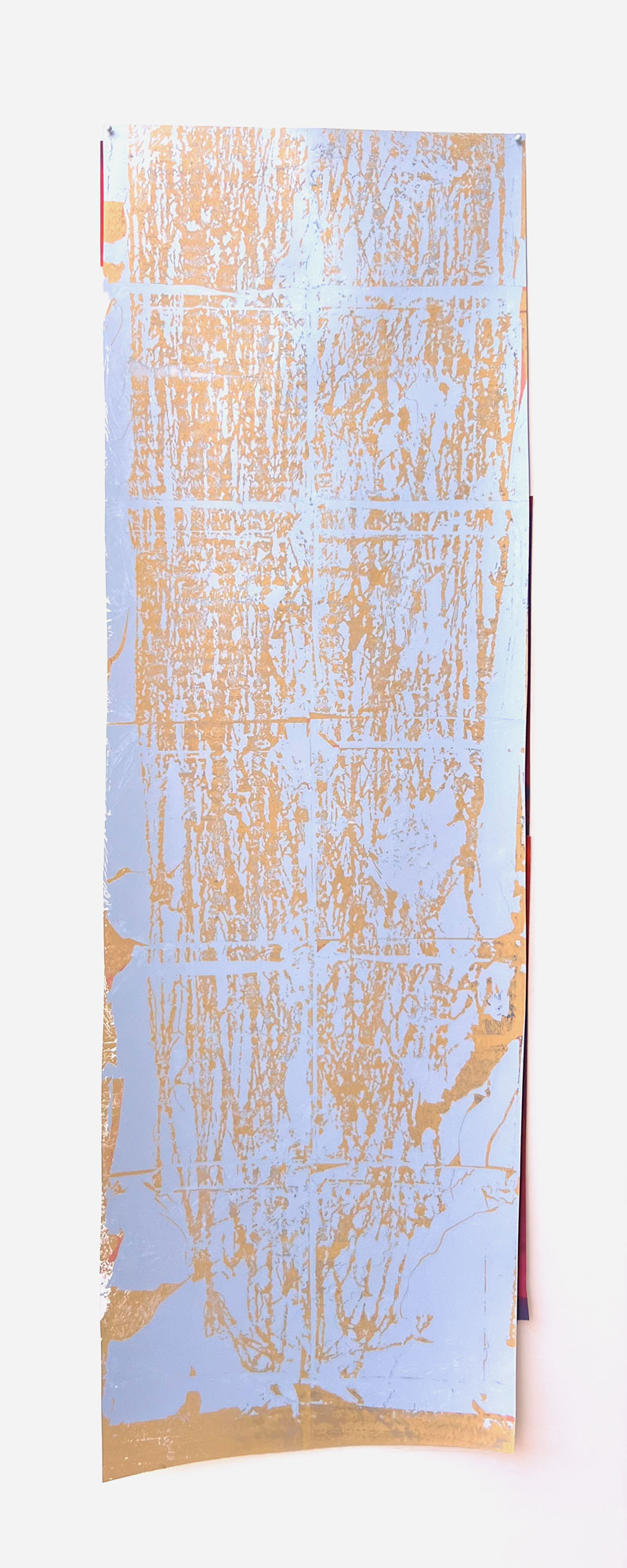 "Bracket No.7" 2026, Mixed Media including Gilding and Acrylic on Drafting Film, 40 x 16