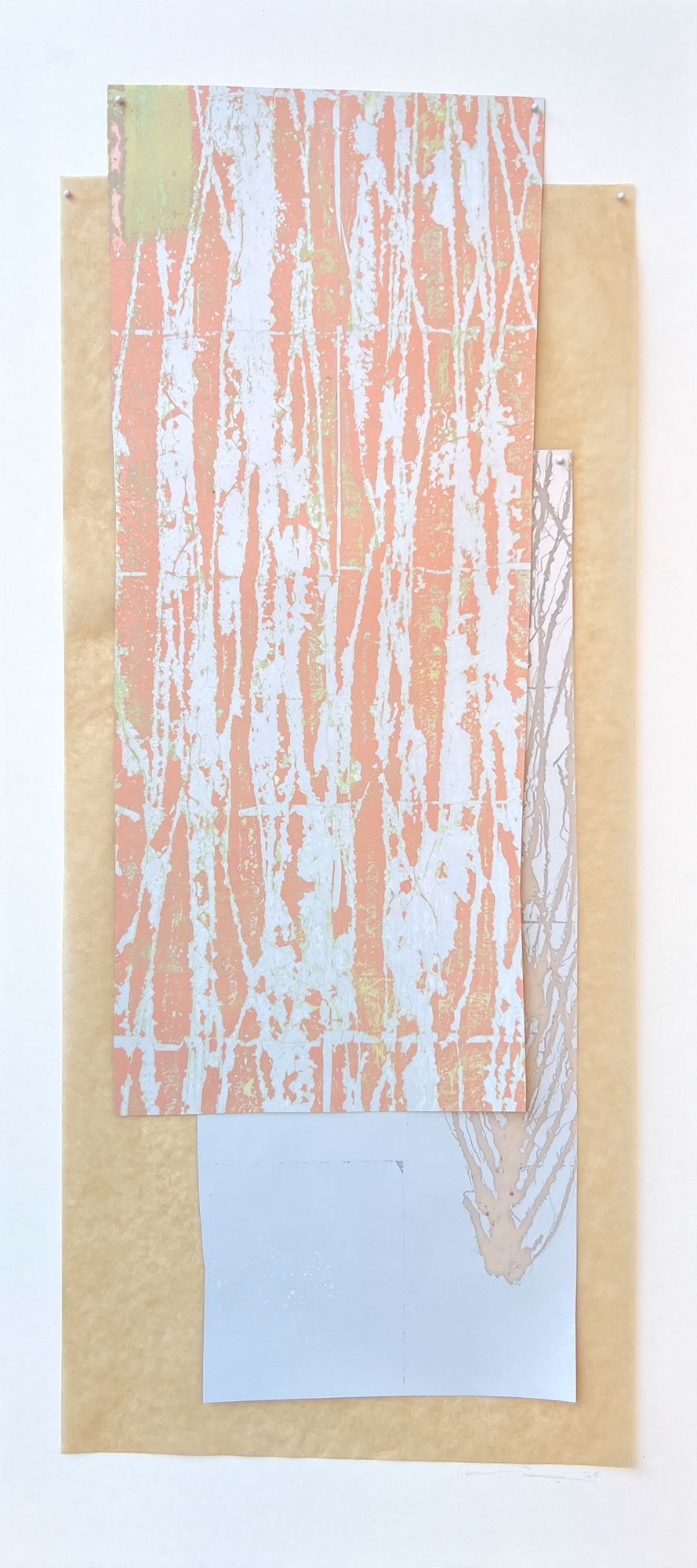 "Untitled No.7601" 2026 Mixed Media including Gilding and Acrylic on Drafting Film, 36 x 16 inches