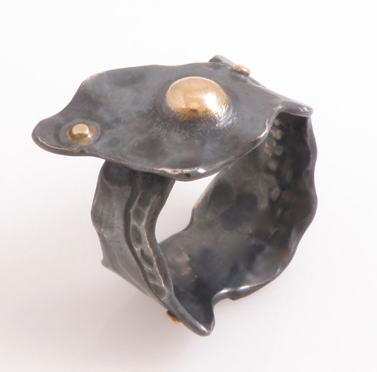 Untitled Ring, Oxidized sterling sliver ring with 14k gold detail