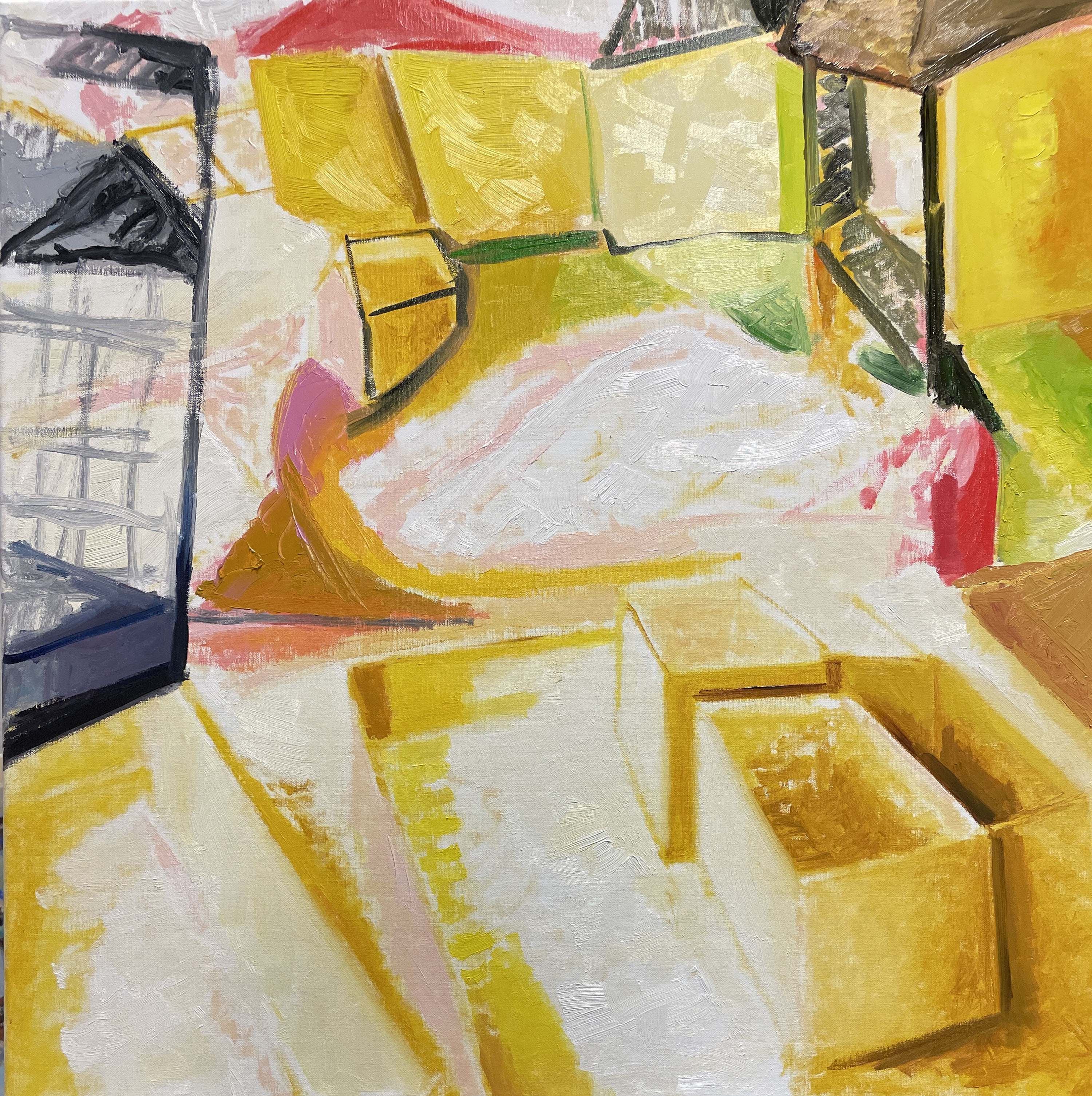 "Yellow City" 2022, painting, oil on linen, 24” x 24”