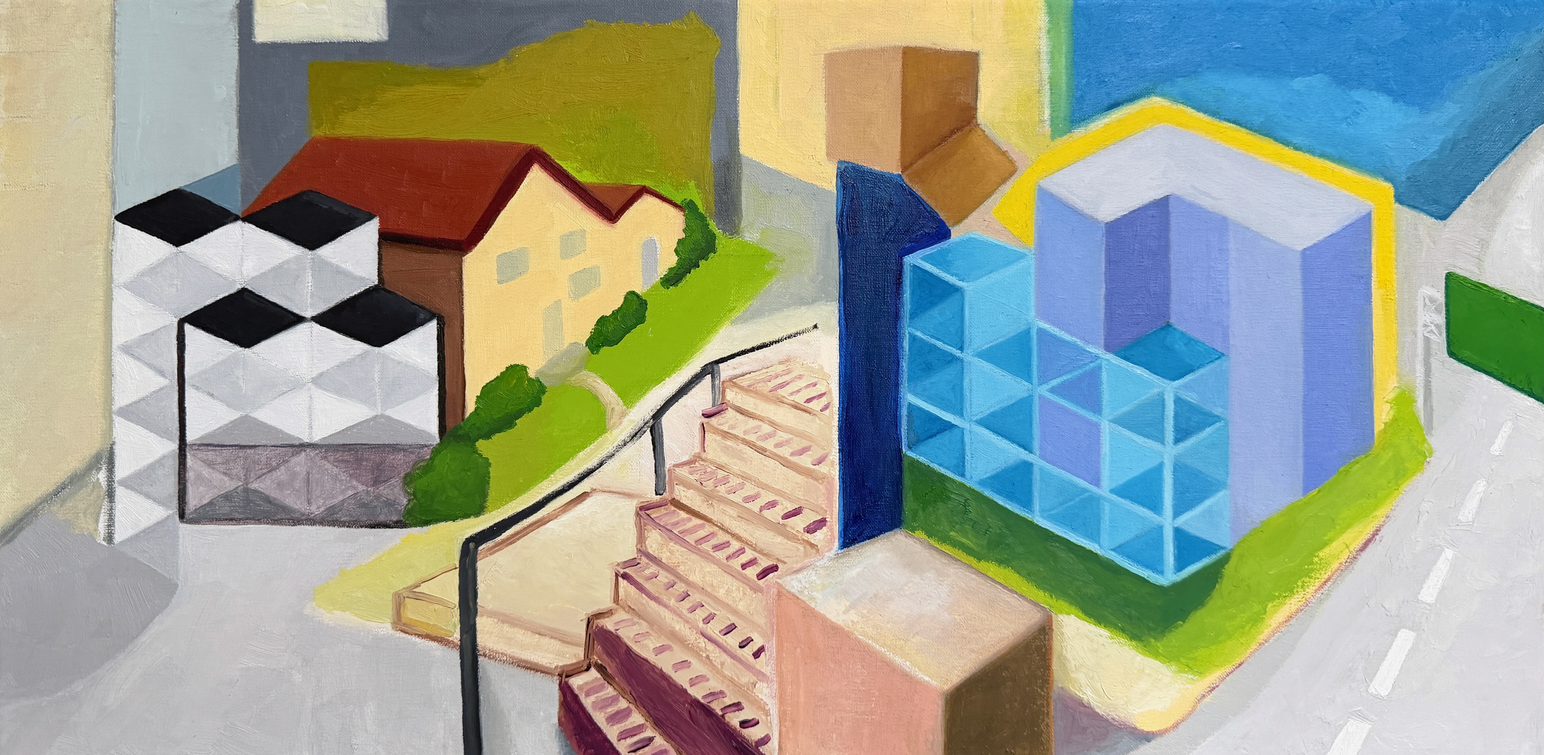 "Steps" 2026, painting, oil on linen, 12” x 24”