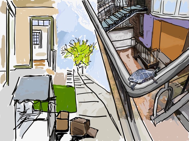"Stairwell and Turtle" 2026, digital print