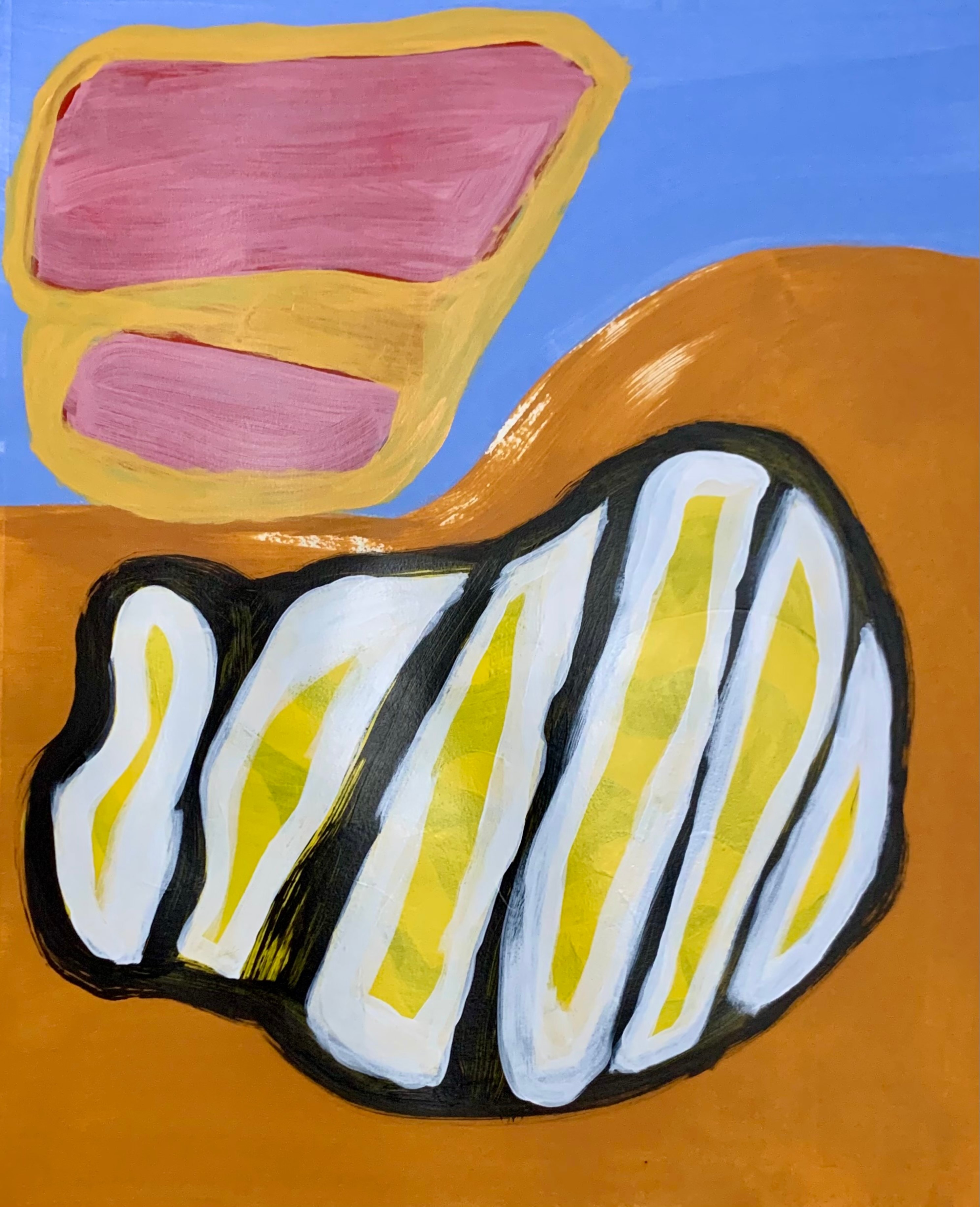 "Ham & Eggs" acrylic on paper, 16 x 20 inches