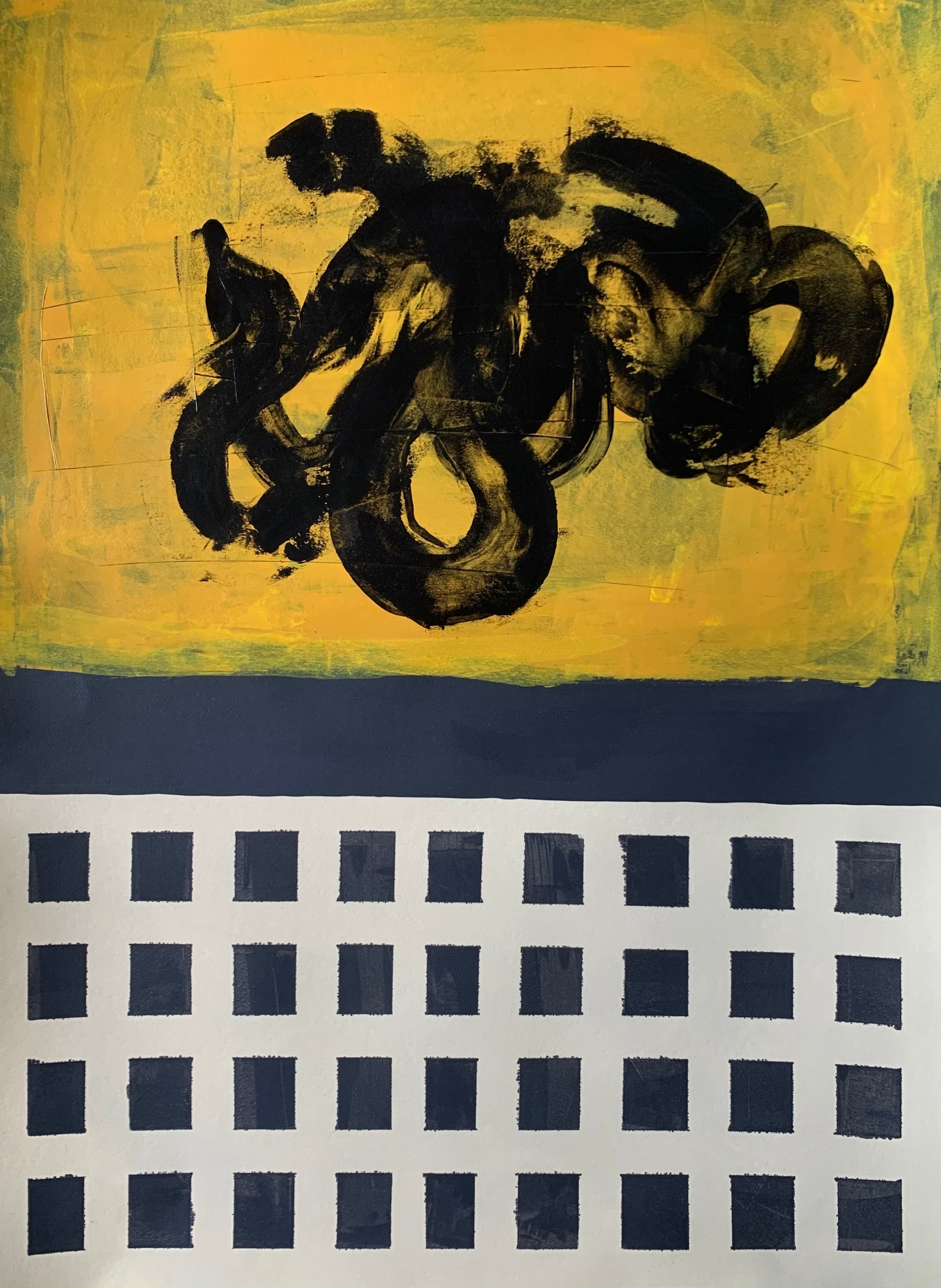 "Over the Old Four Seasons Hotel One Night in Philadelphia" acrylic on paper, 22 x 30 inches