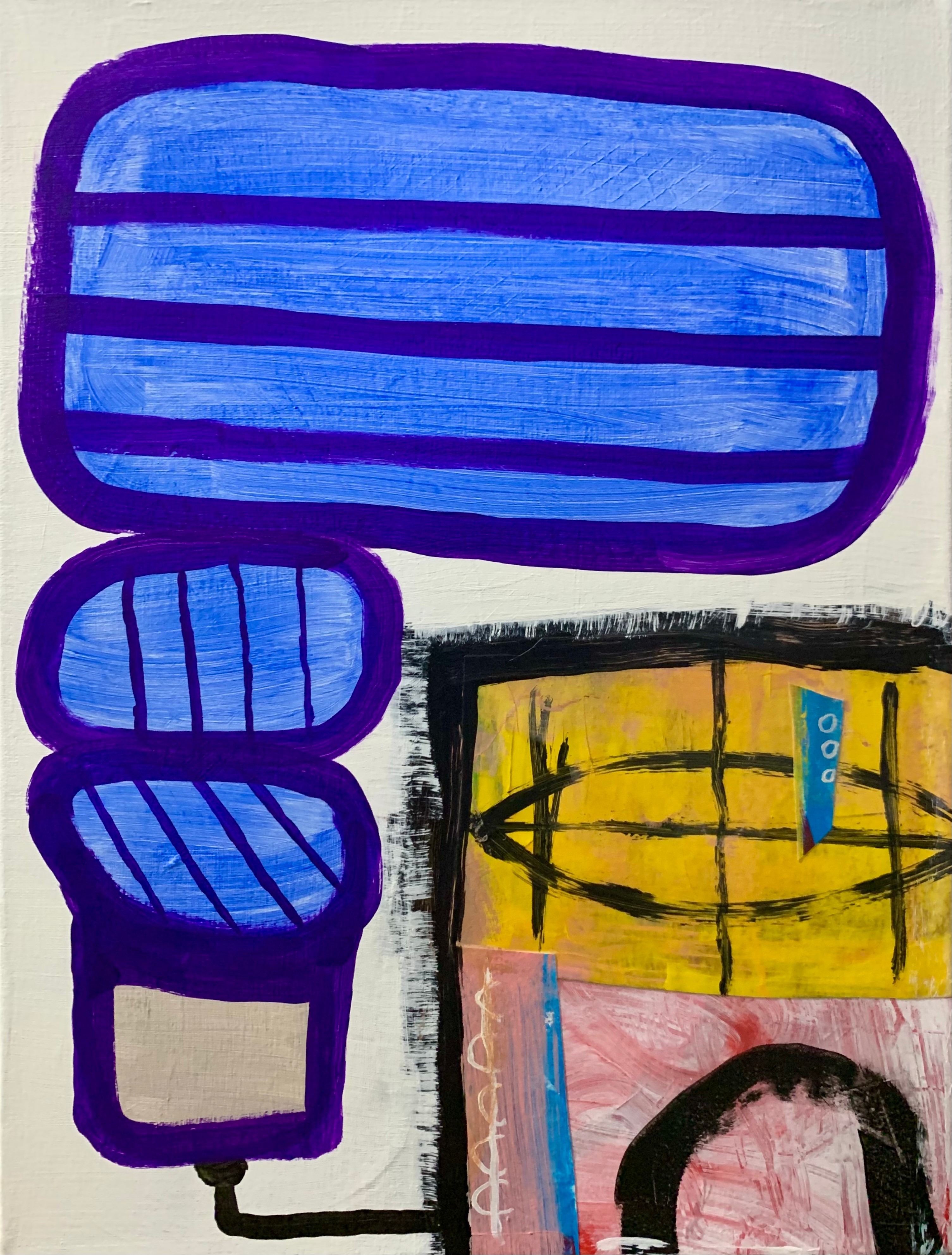 "Strange Signals All Day Long" acrylic and collage on canvas, 11 x 14 x 1.25 inches