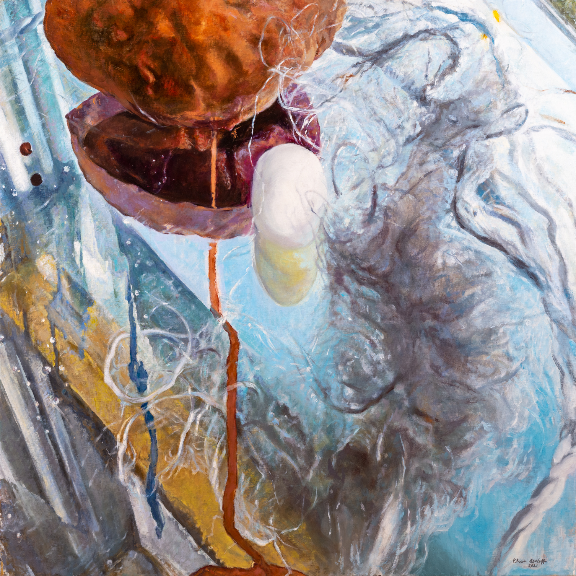 "Liriope’s Stone" 2019 - 2021, painting, oil on linen, 30” x 30”