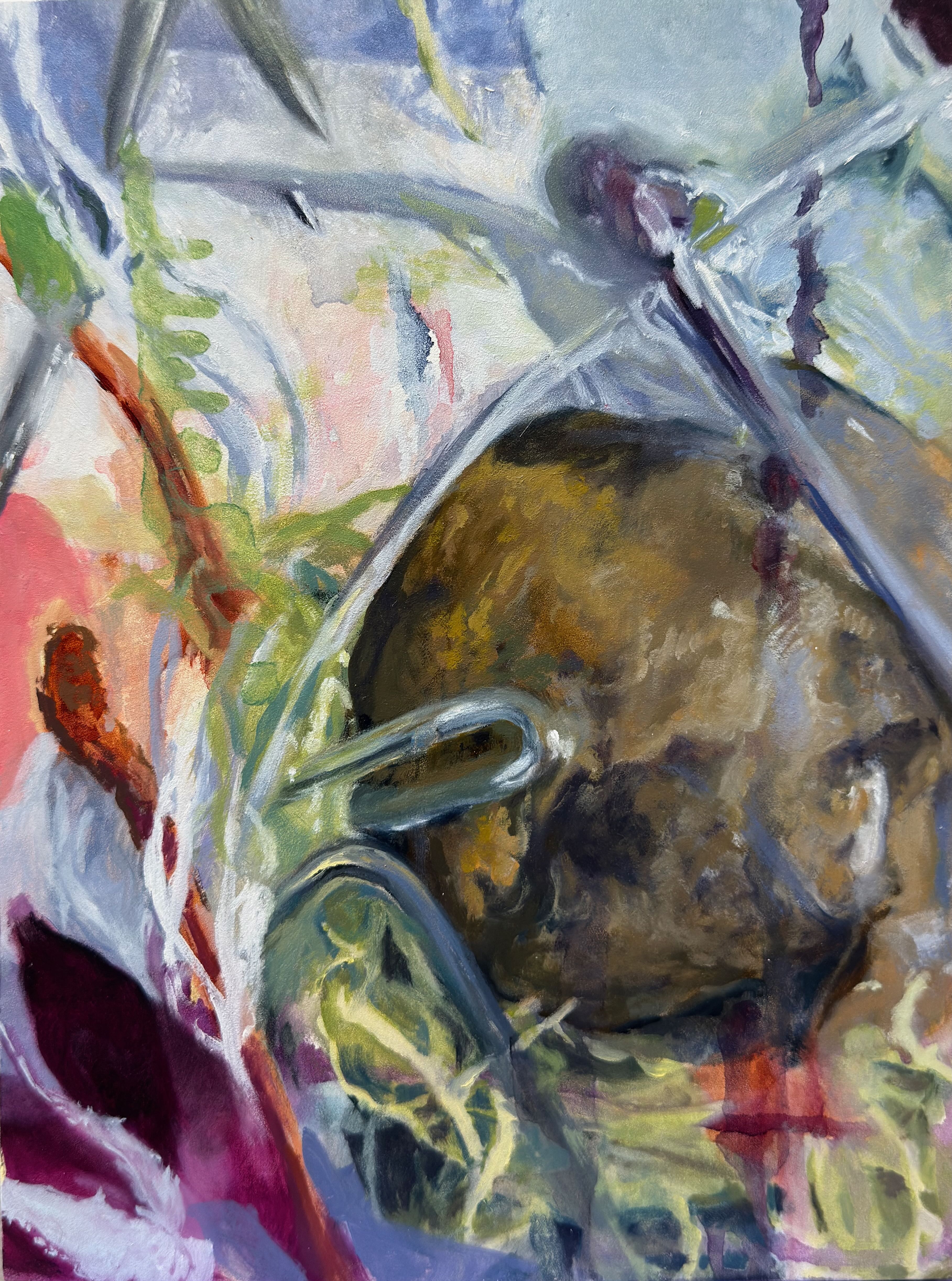 "Cross My Heart" 2022, painting, oil on panel, 12” x 9”