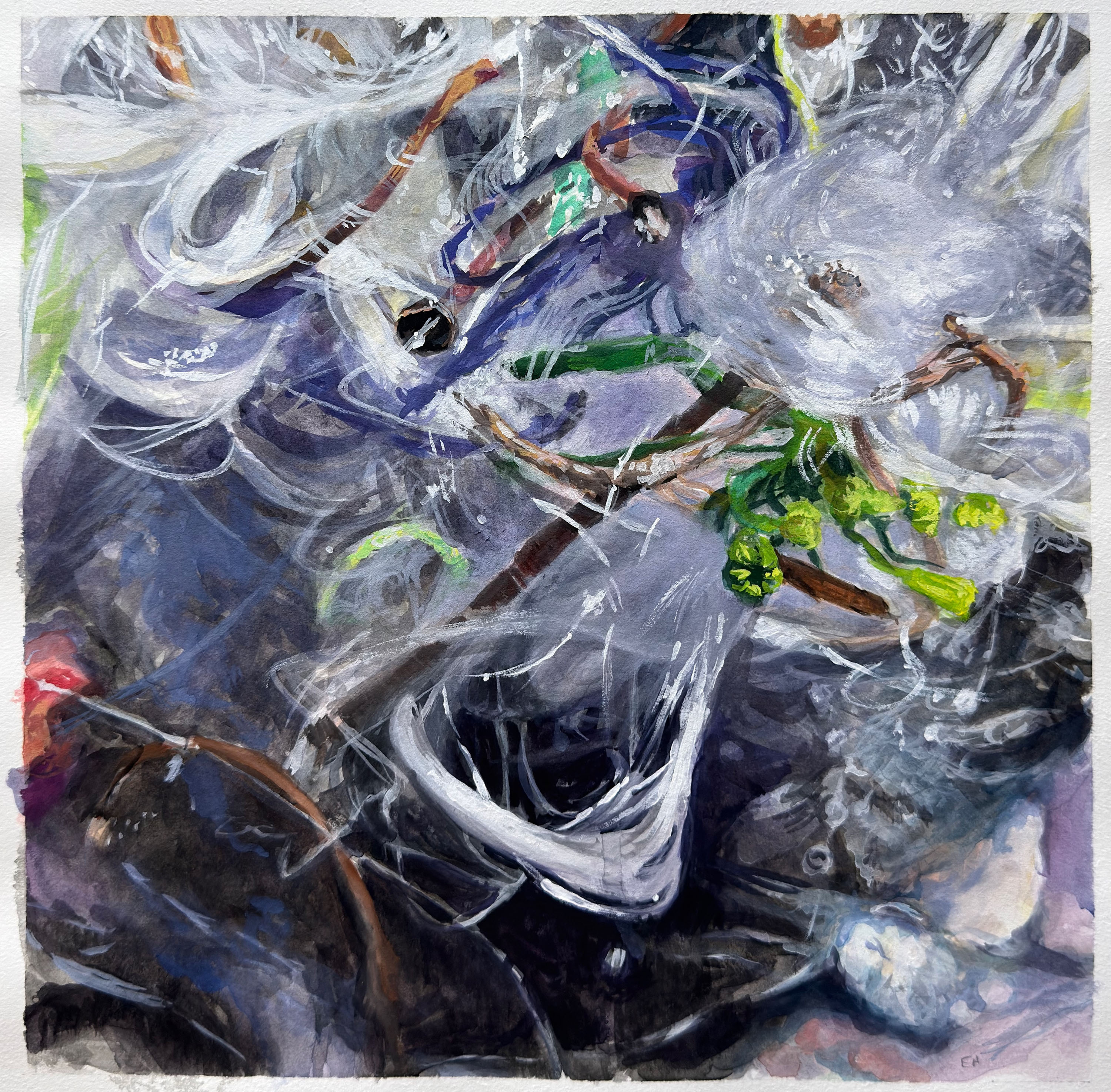 Study for “Seeding Storm” 2022, painting, gouache on paper, 17” x 17”