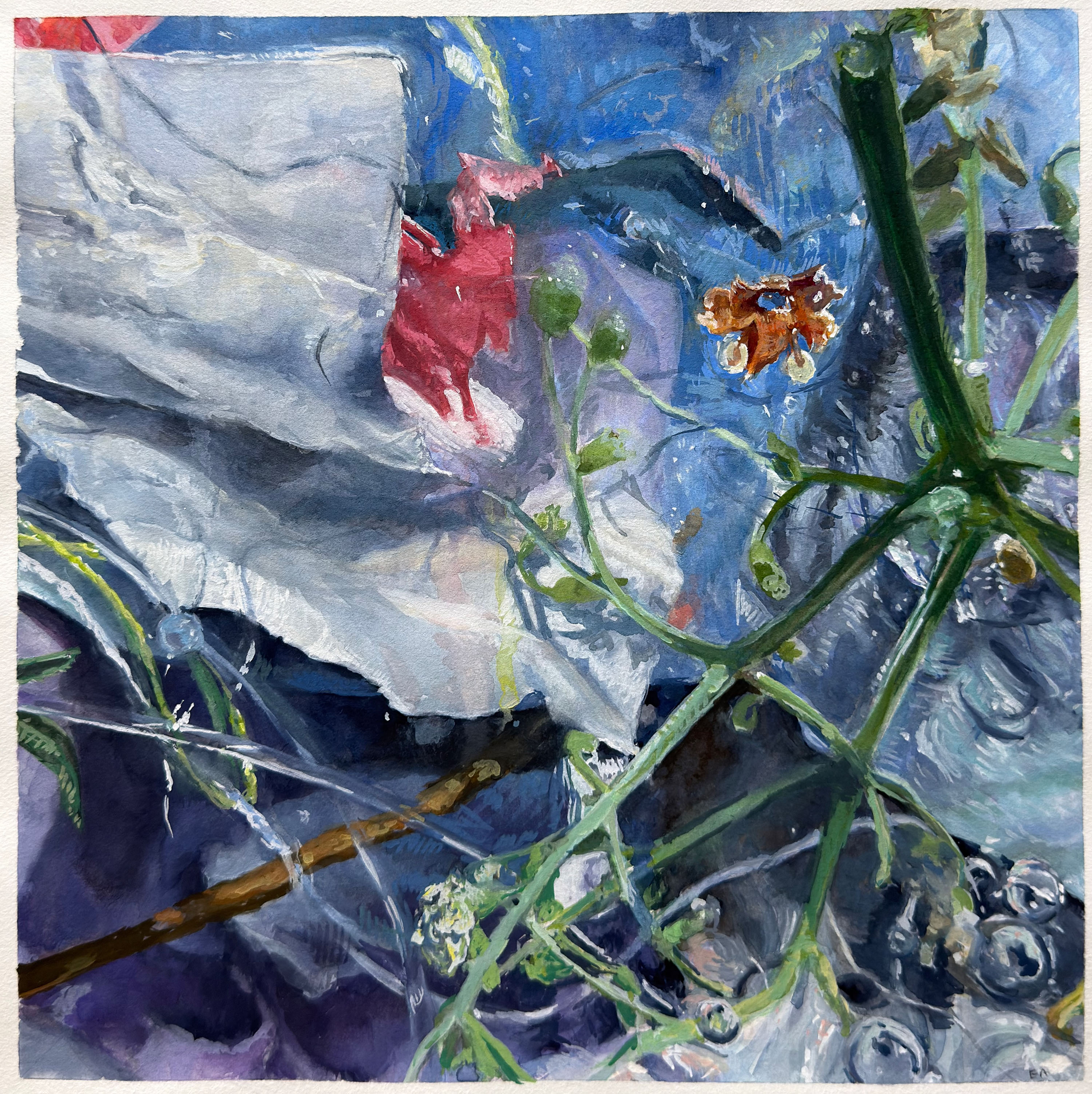 Study for “Slipstream” 2022, painting, gouache on paper, 15” x 15”
