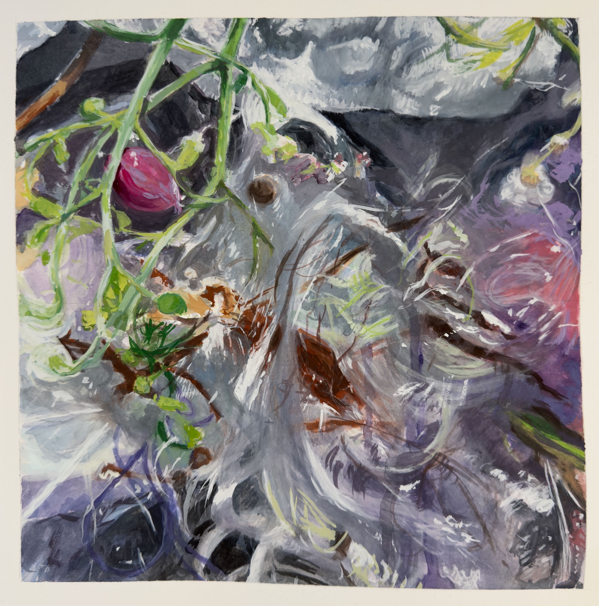 "Untitled" Gouache on paper, 28 x 28”