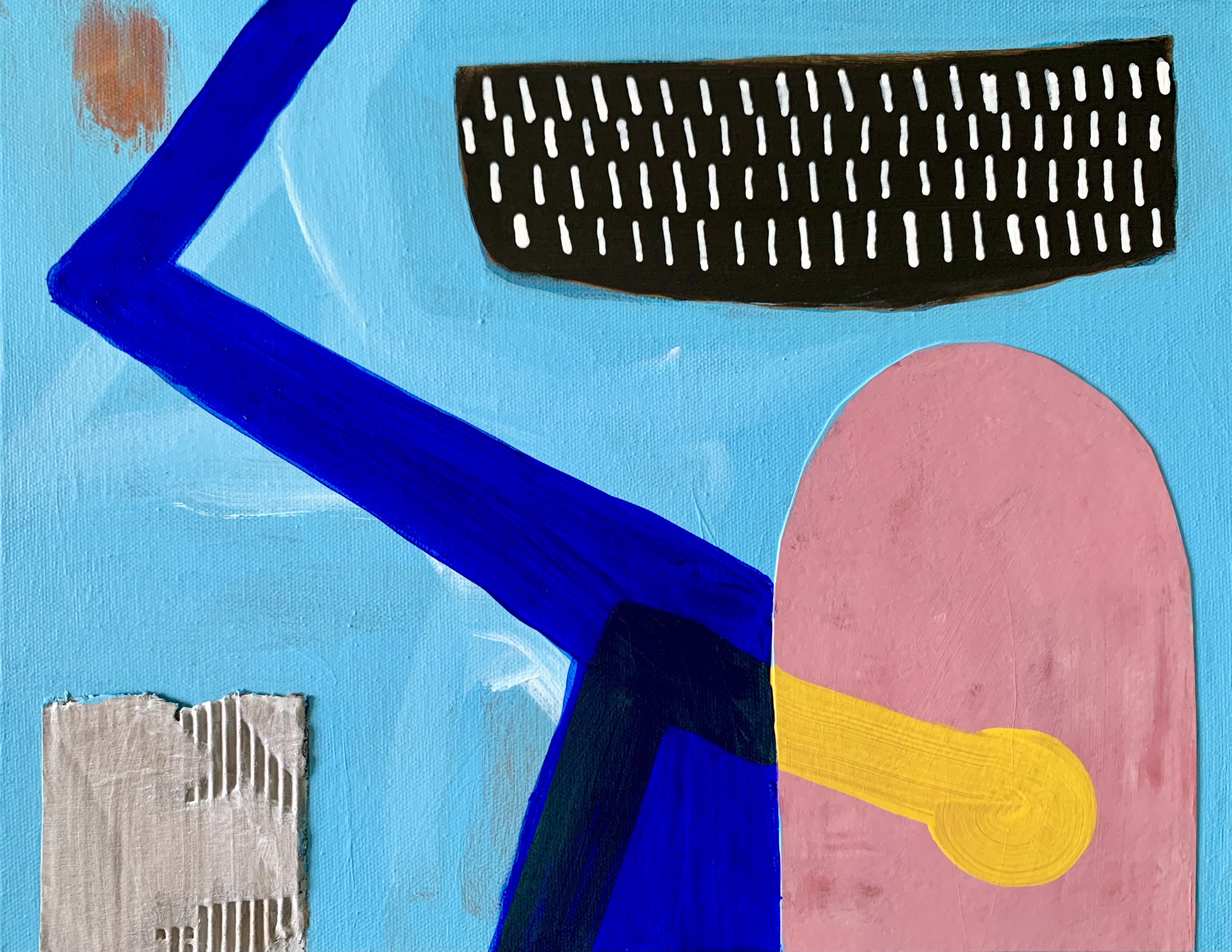 “Everything Is As It Shouldn’t Be” acrylic and collage on canvas, 14 x 11 x 1.5 inches