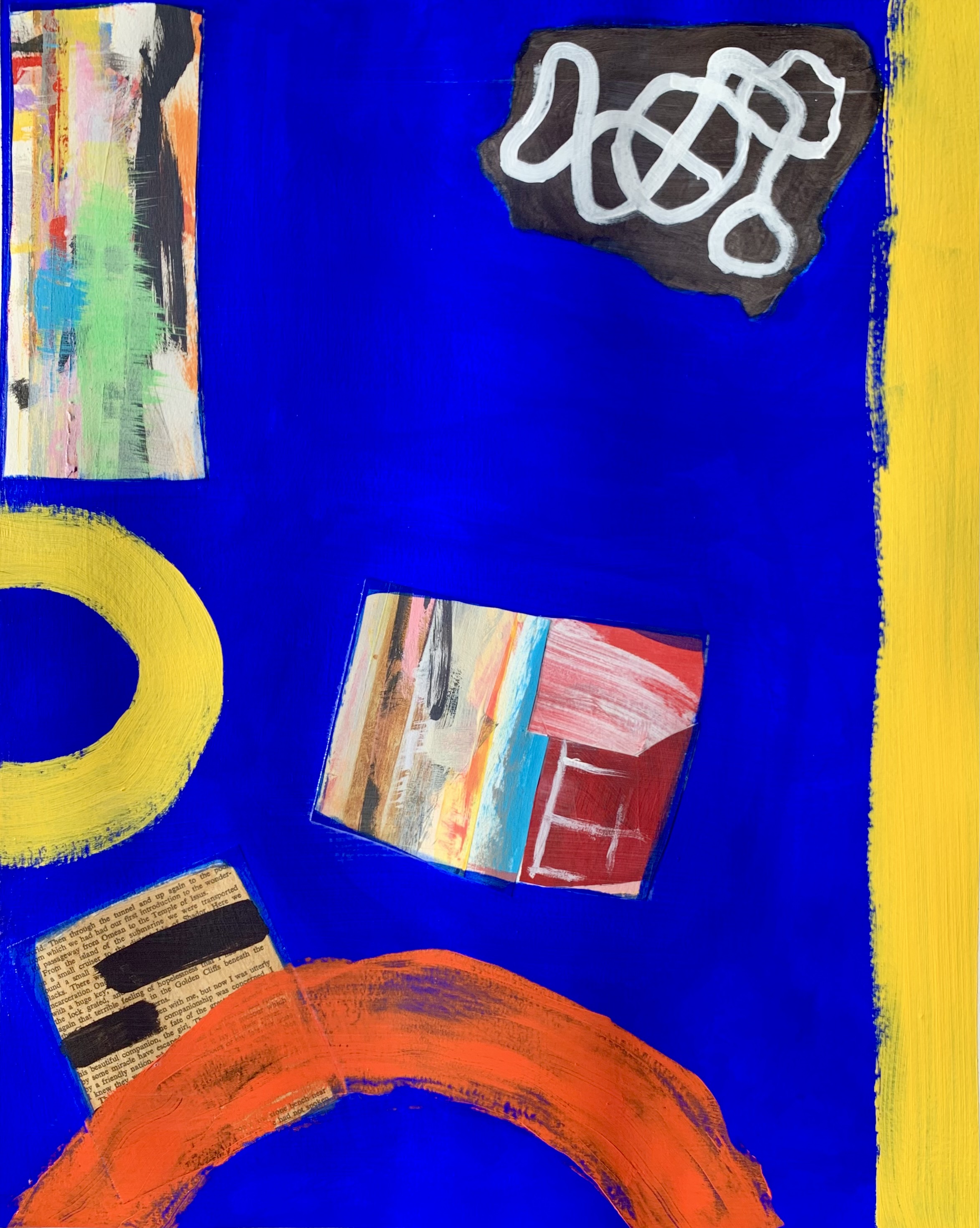 “Once They Notice You” acrylic and collage on paper, 16 x 20 inches
