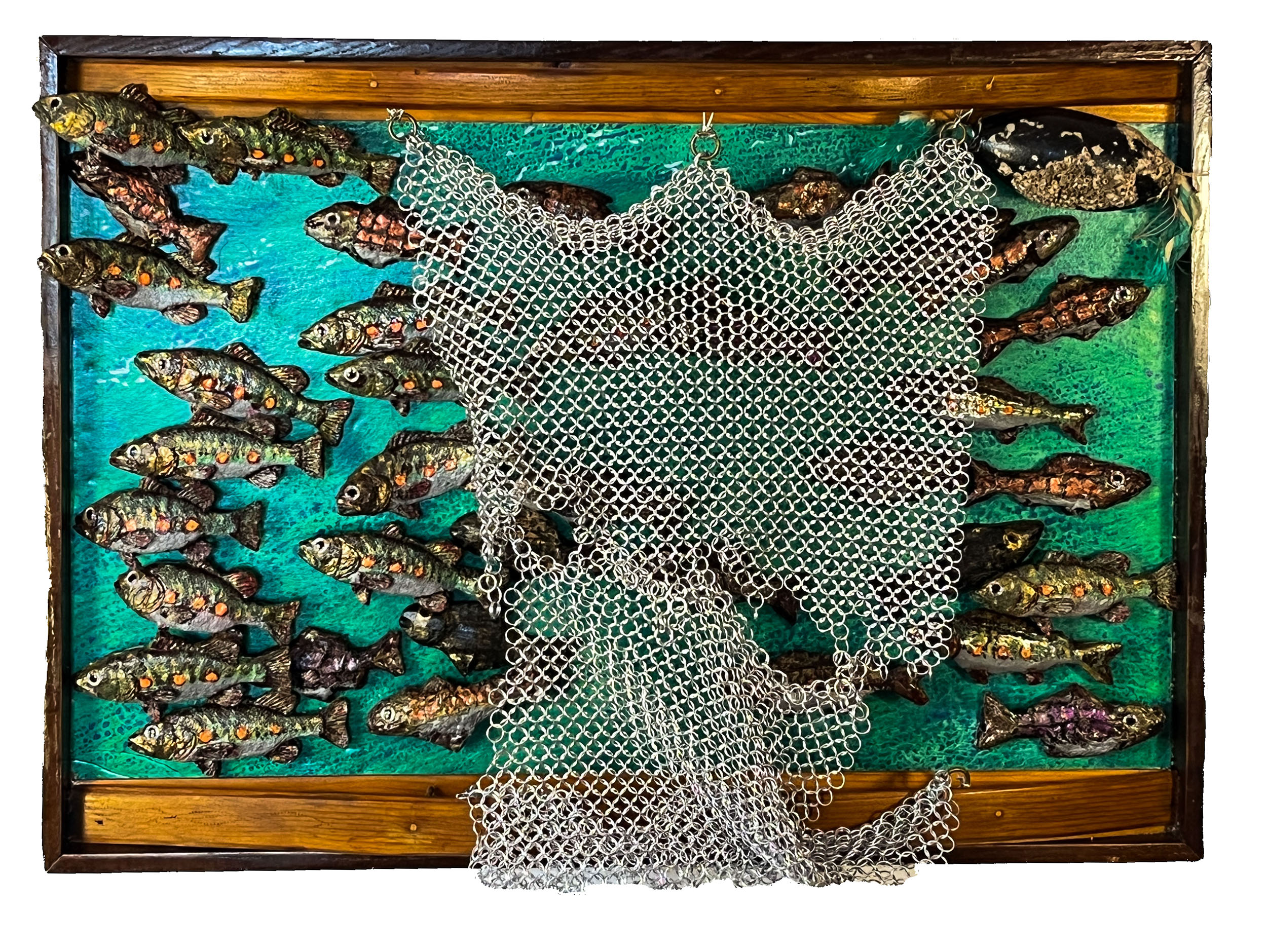 "Say No to Fish Tacos" 2026, Sculpture, Wood, Papier-Mâché, Aluminum, Plastic, 20.25” x 28” x 3.33”
