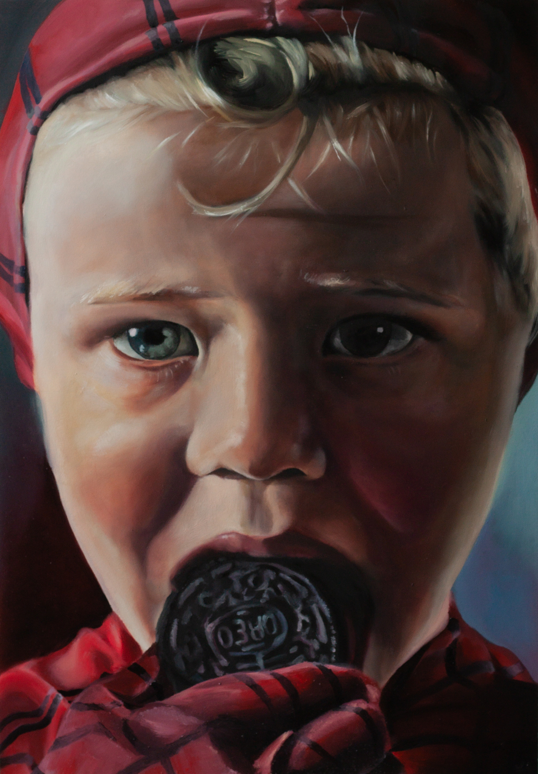 "Lach at 5" 2022, oil on paper, 22 x 30 inches