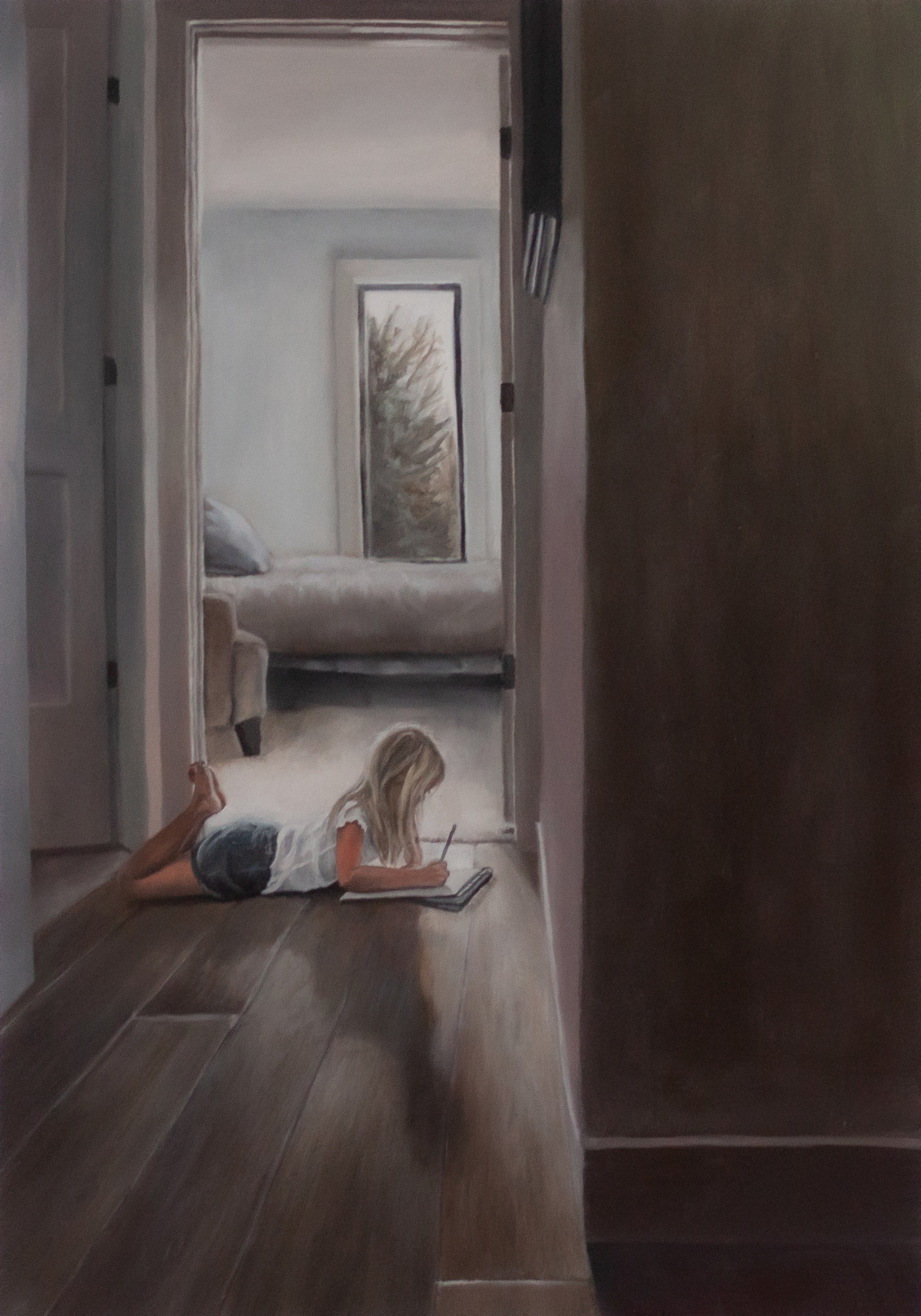 "Wes Drawing" 2025, oil on paper, 22 x 30 inches