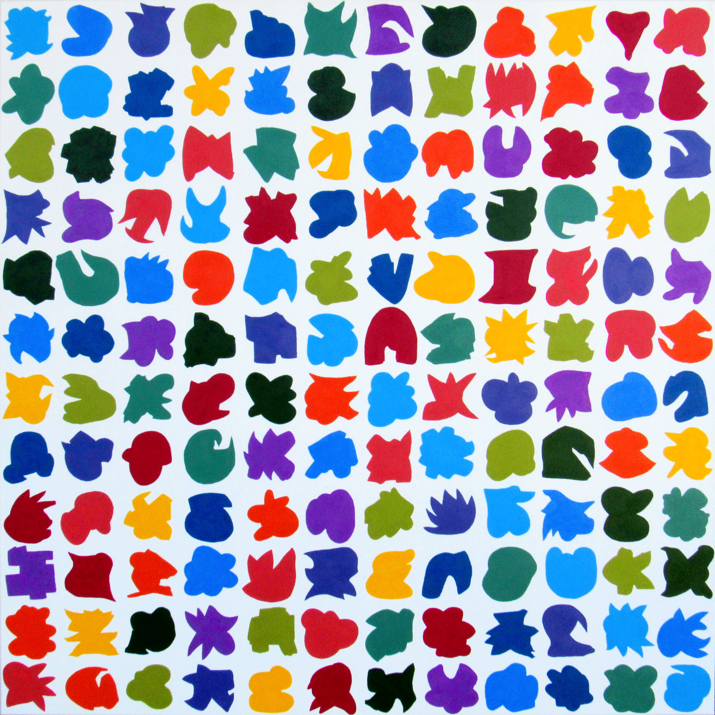 "Matrix" acrylic on stretched canvas, 36 x 36 inches. A visual representation of the matrix used by Arnold Schoenberg to compose his Piano Sonata, Op. 25.