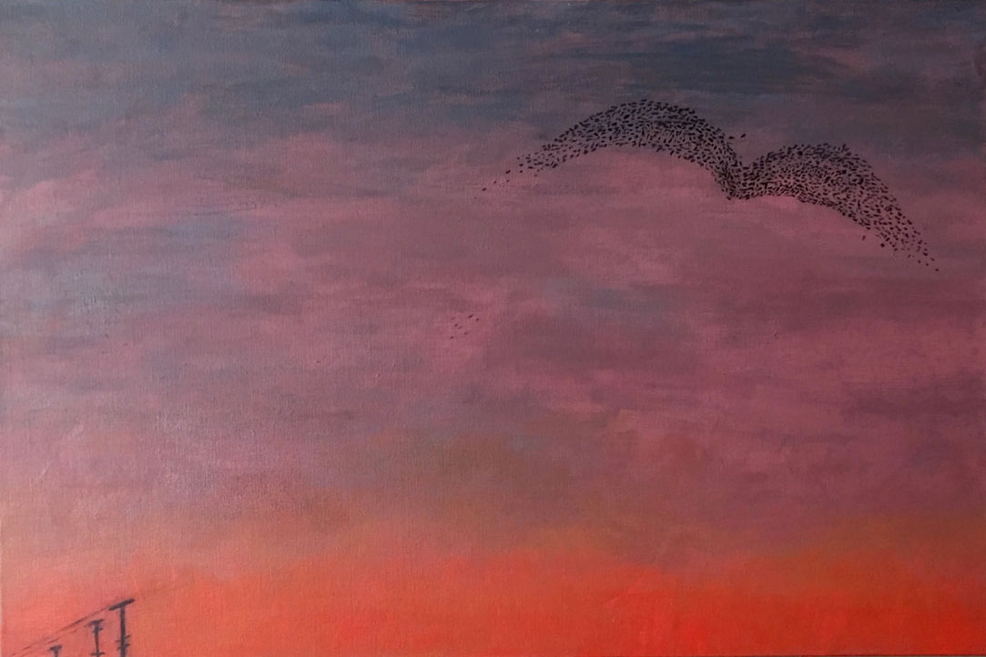 "Murmuration 2" acrylic on canvas, 24" x 36”