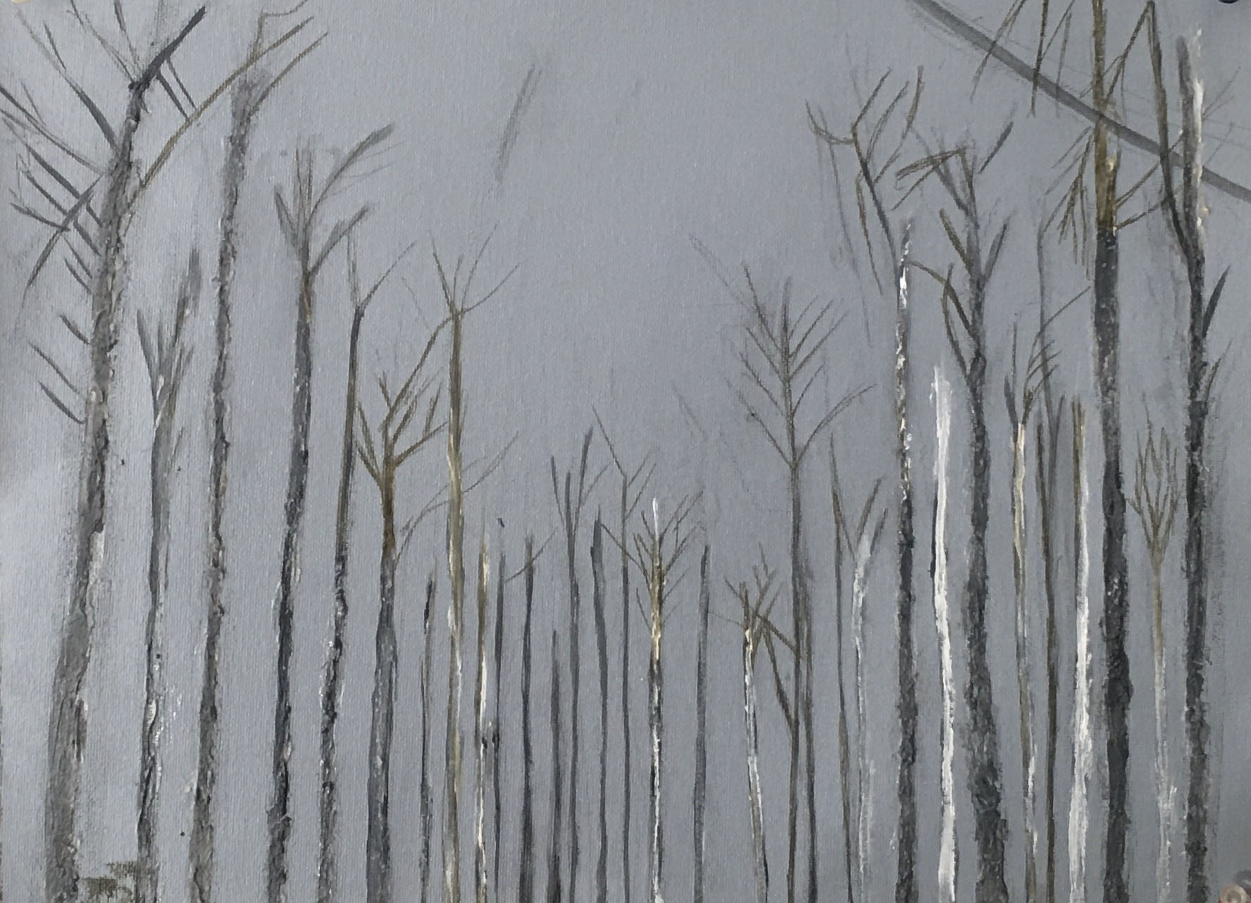 "Ghost Trees-Winter" acrylic on canvas, 12" x 16"