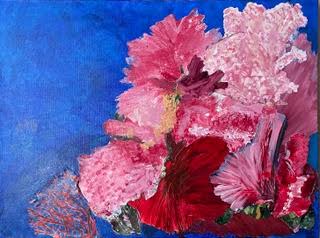 "Then" part of the diptych "Then and Now" mixed media collage on canvas, 24" x 30"