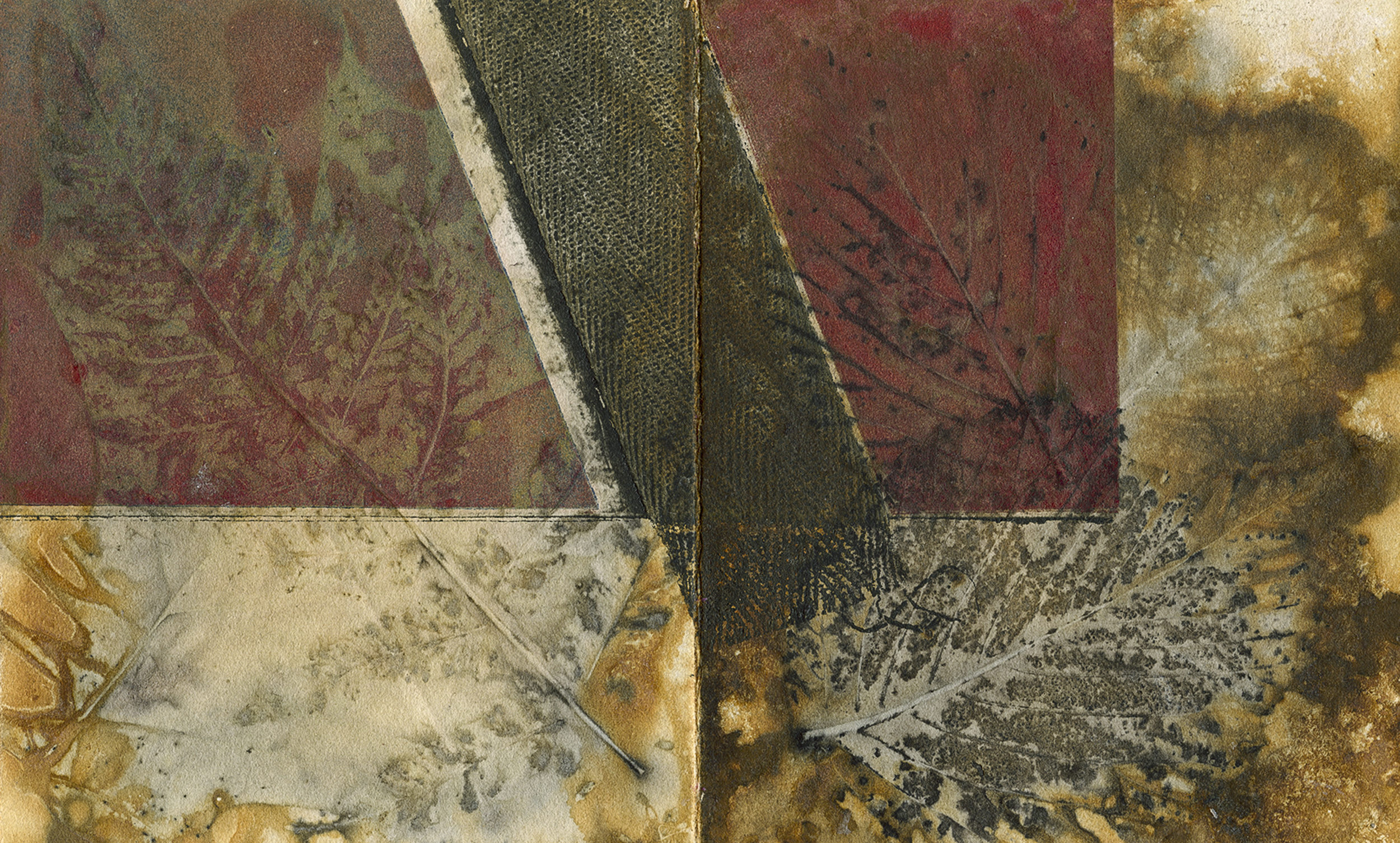 "RED SQUARE 2" 2025, Digital archival print of a Eco-print on a collagraph, 22” x 17"