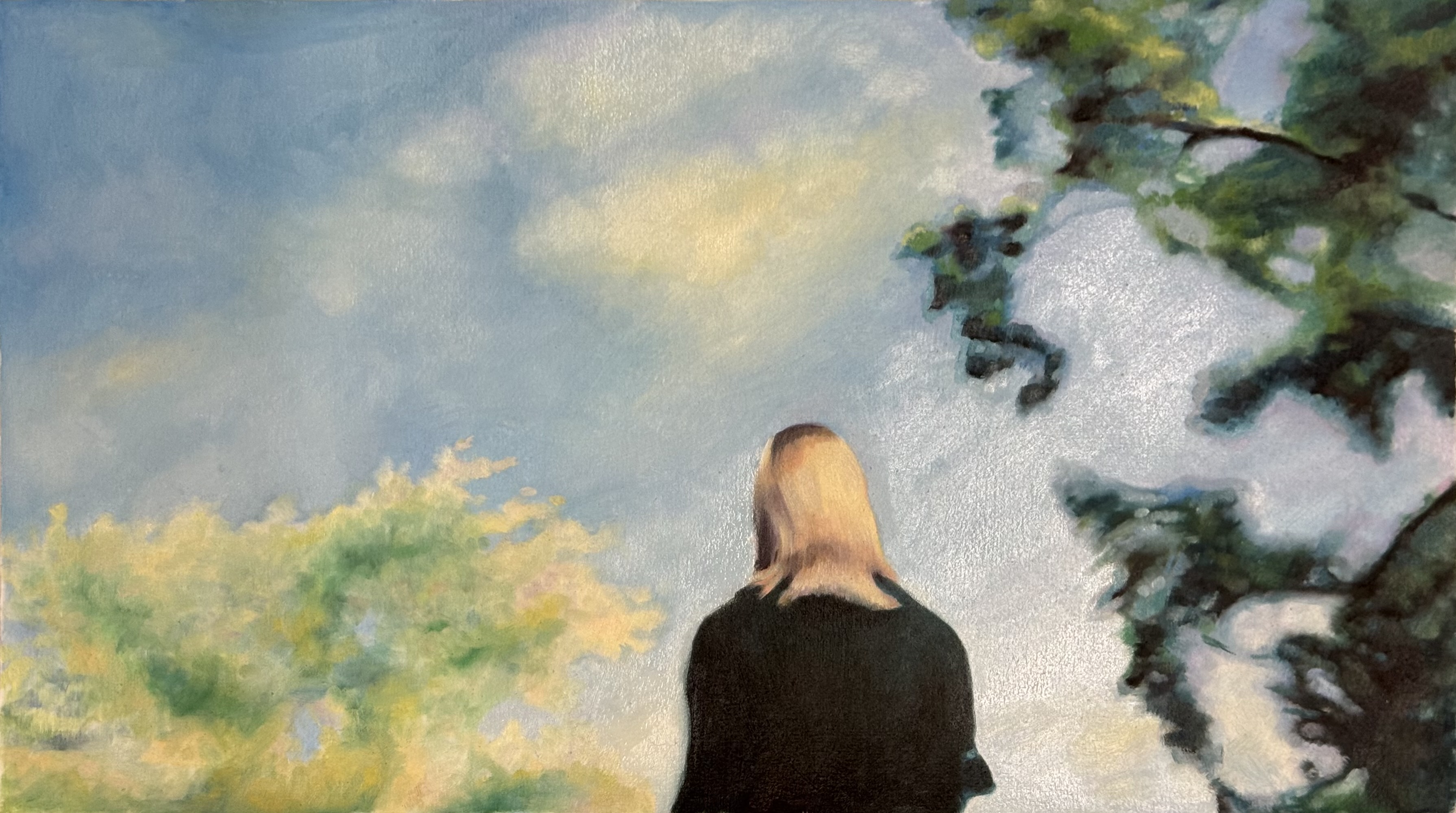 "Loss" 2025, oil on oil paper, 12 x1 8 inches