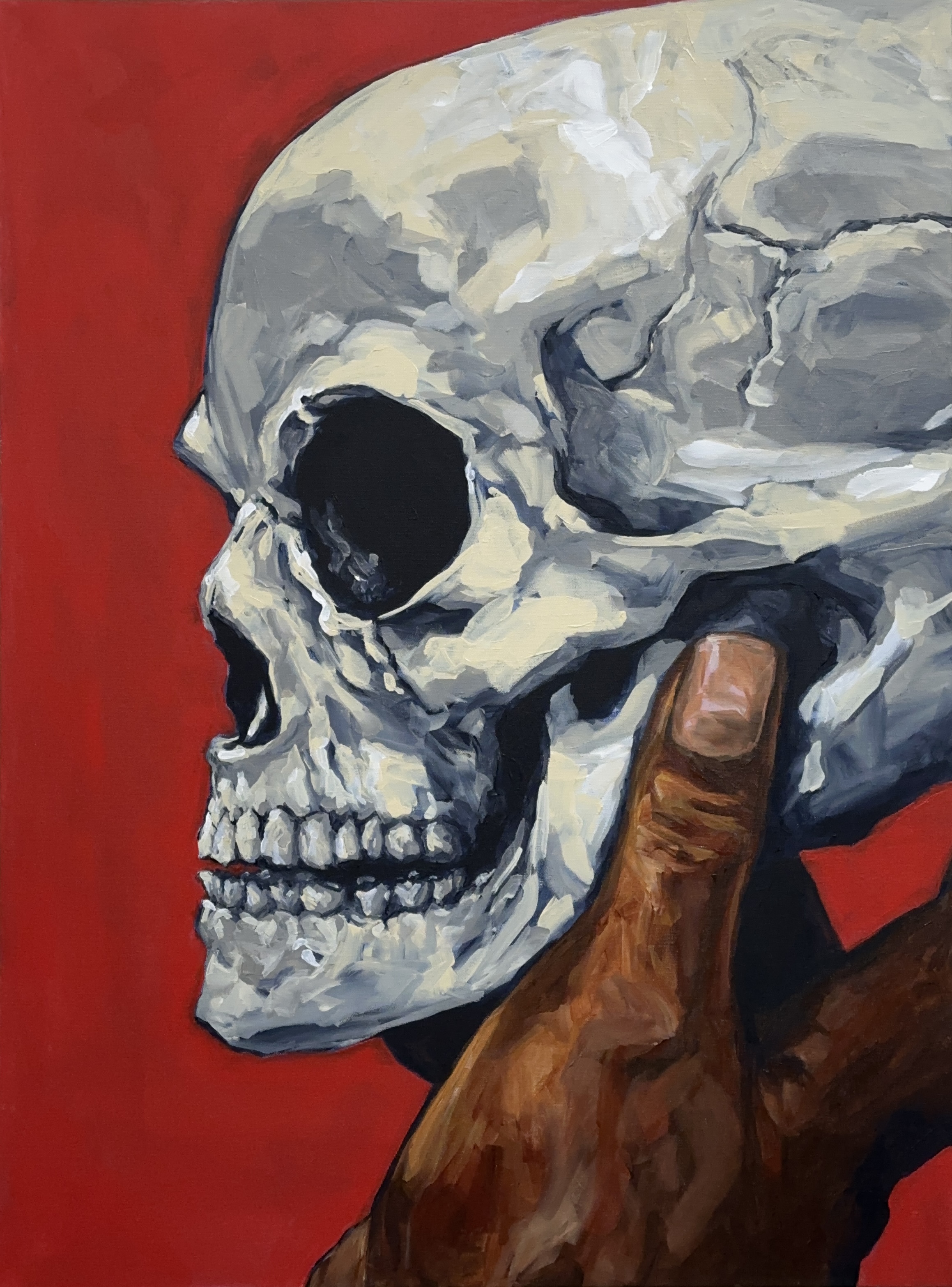  "Alas, poor Yorick" 2026, painting, acrylic on canvas, 30 x 40 inches