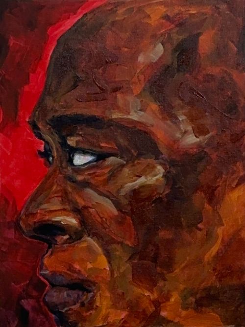 "Study for Middle Passage" 2025, painting, acrylic on canvas, 12 x 16 inches