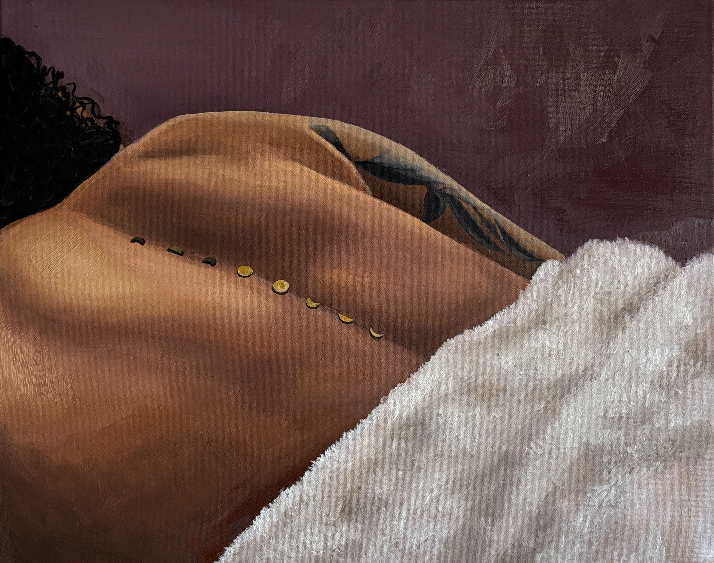 "when the body follows the moon" 2026, Oil on Canvas ,16 x 20”