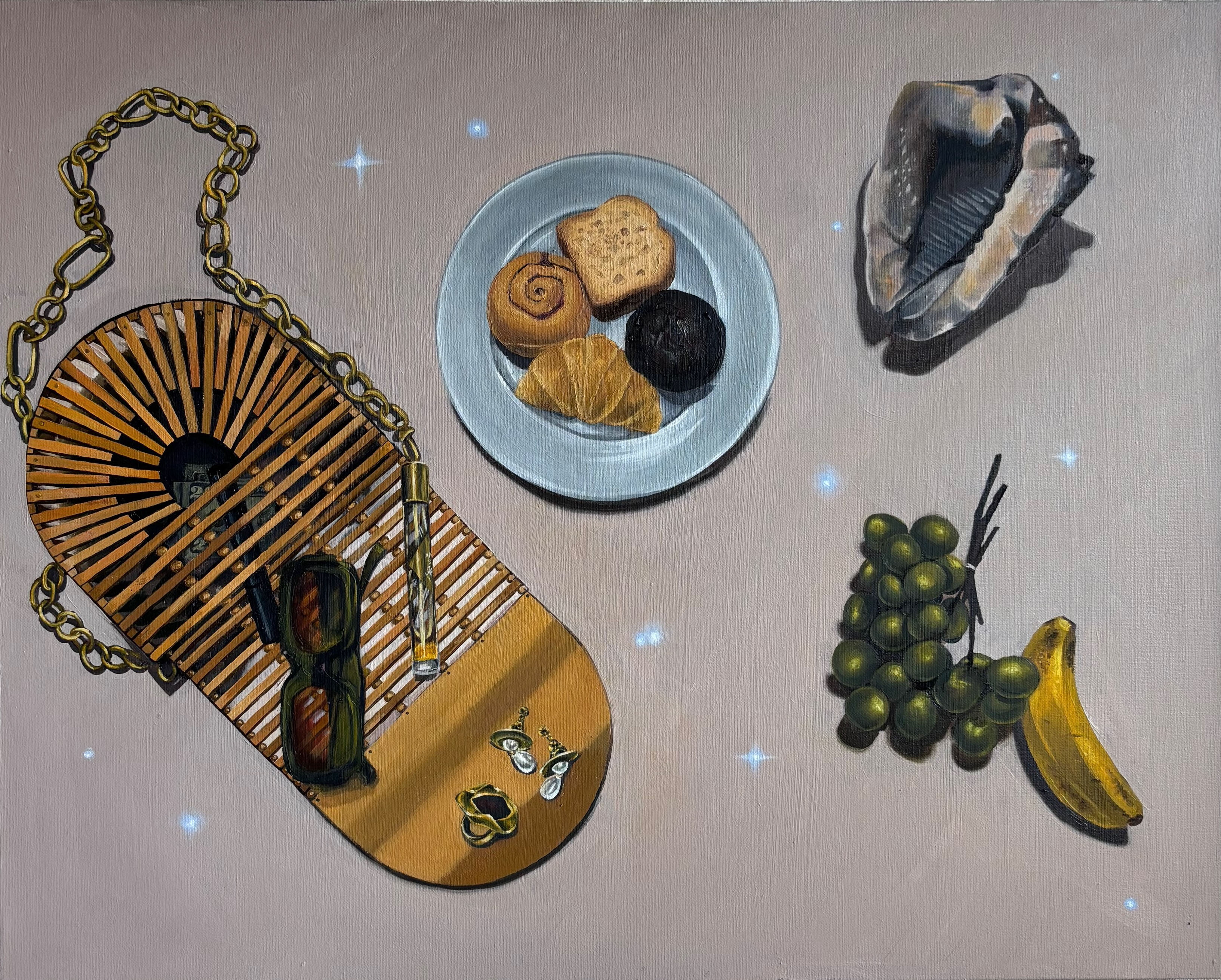 "Conchomancy" 2025, Oil on Canvas, 24 x 30”