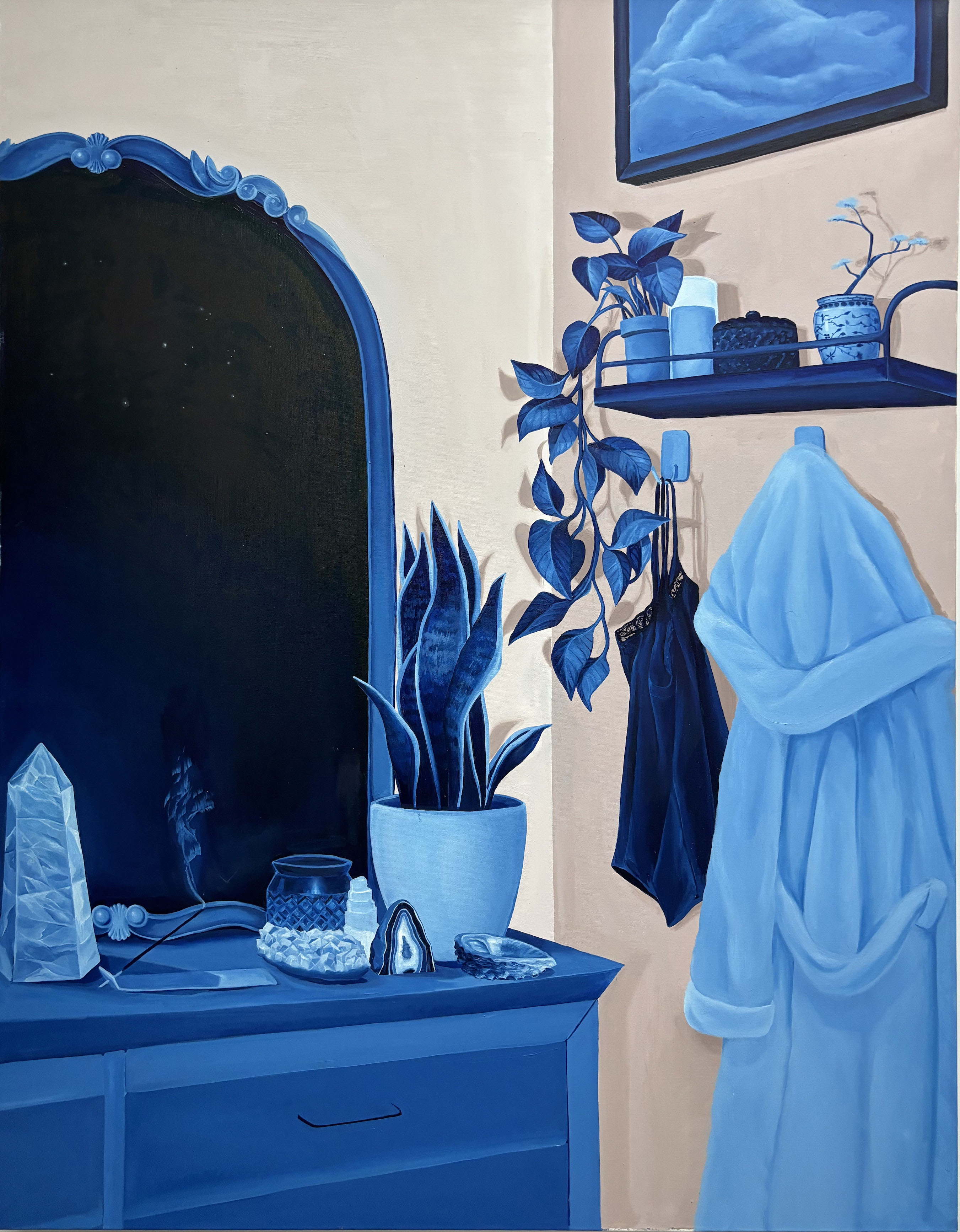 "Stargazing" [In the Mirror], 2023, Oil on Canvas, 60 x 48”